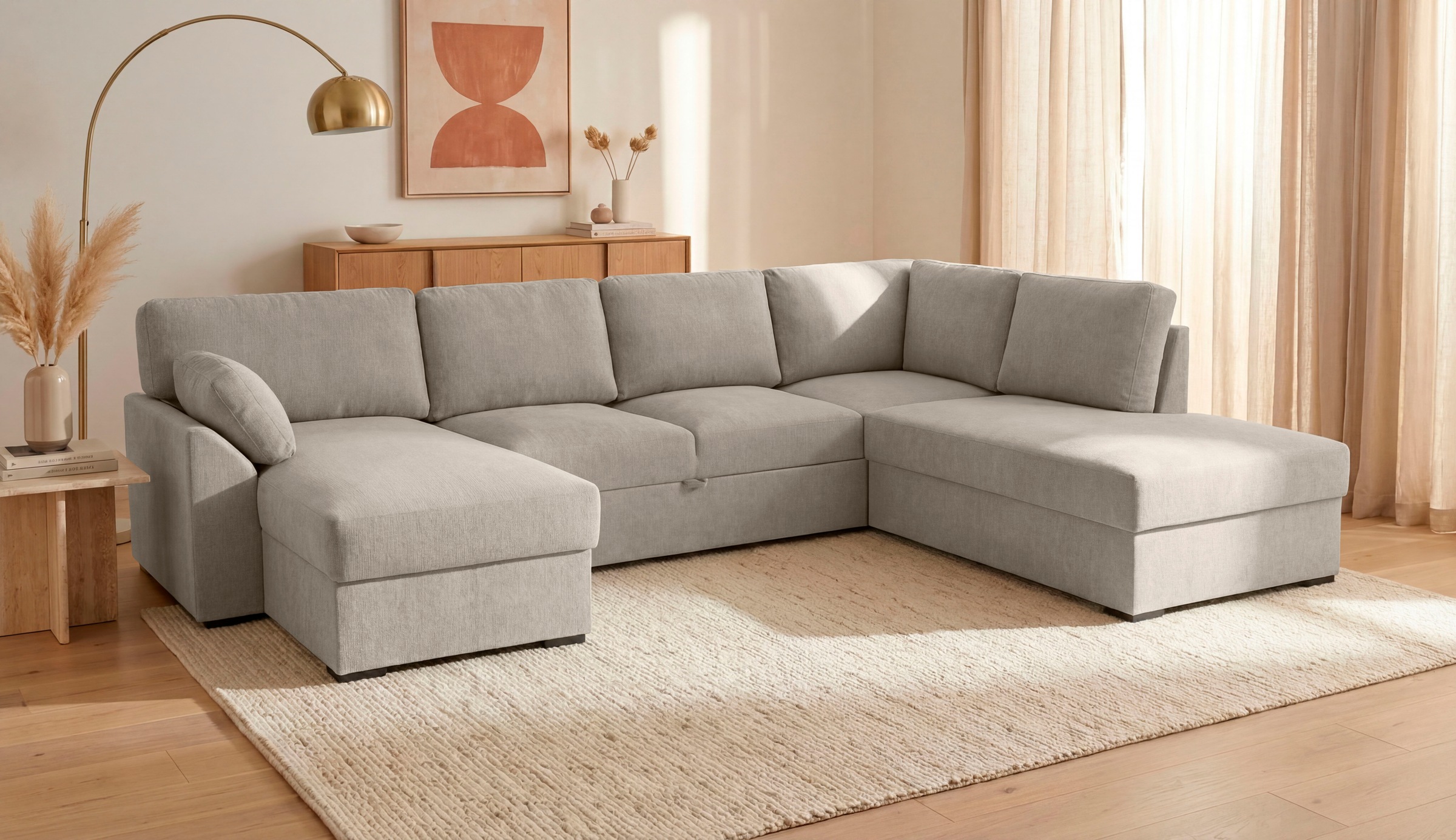 OTTO home Wohnlandschaft »Citry« Breite 309 cm, Chenille, Bettfunktion, Bettkasten, U-Form
