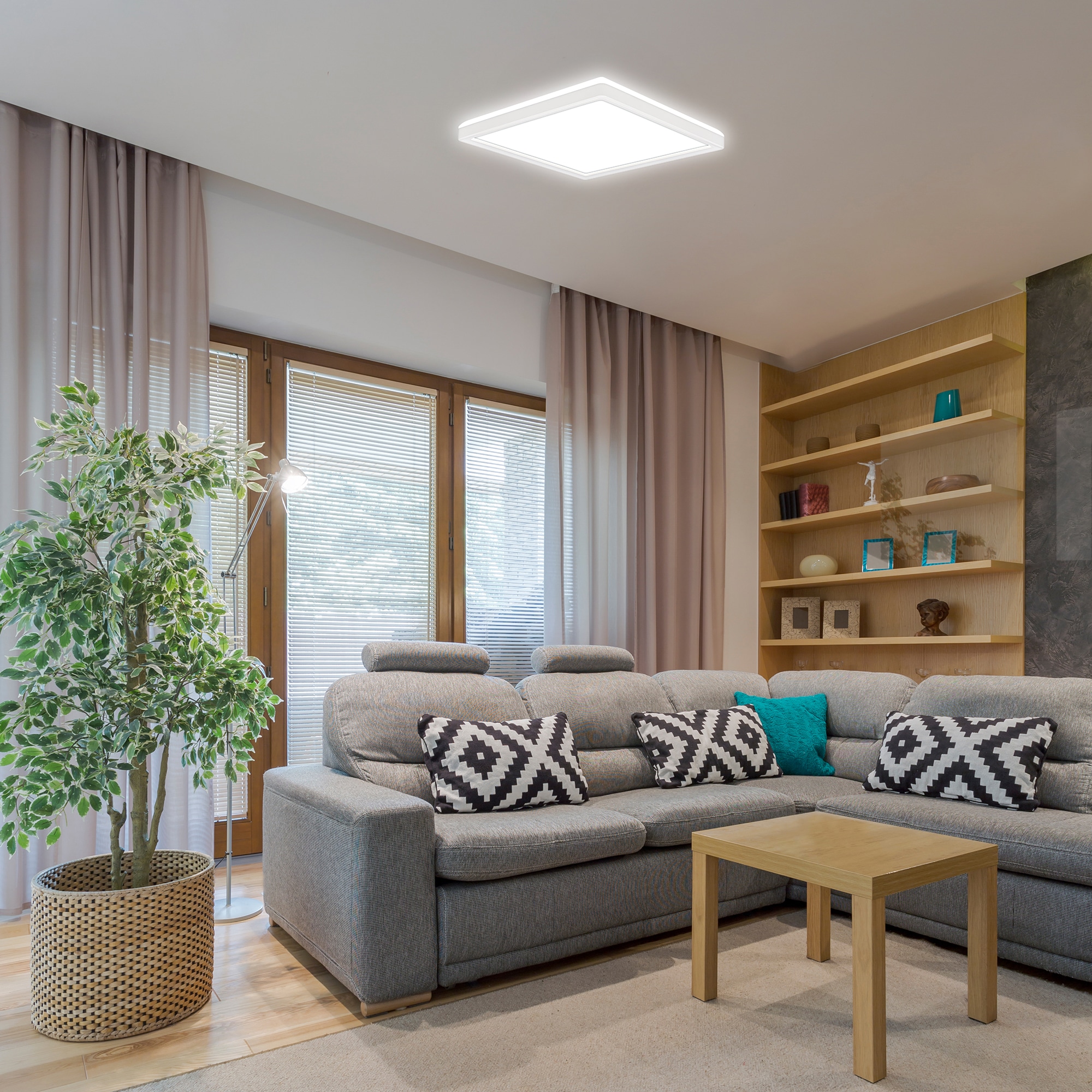B.K.Licht LED Deckenleuchte »BKL1599 Ultraflache Deckenlampe, LED Panel mit Backlight« LED-Modul 1 Stk. Neutralweiß 4.000K, 1.900 Lm, 16W, indirekte Hintergrundbeleuchtung, 24x24cm, Weiß