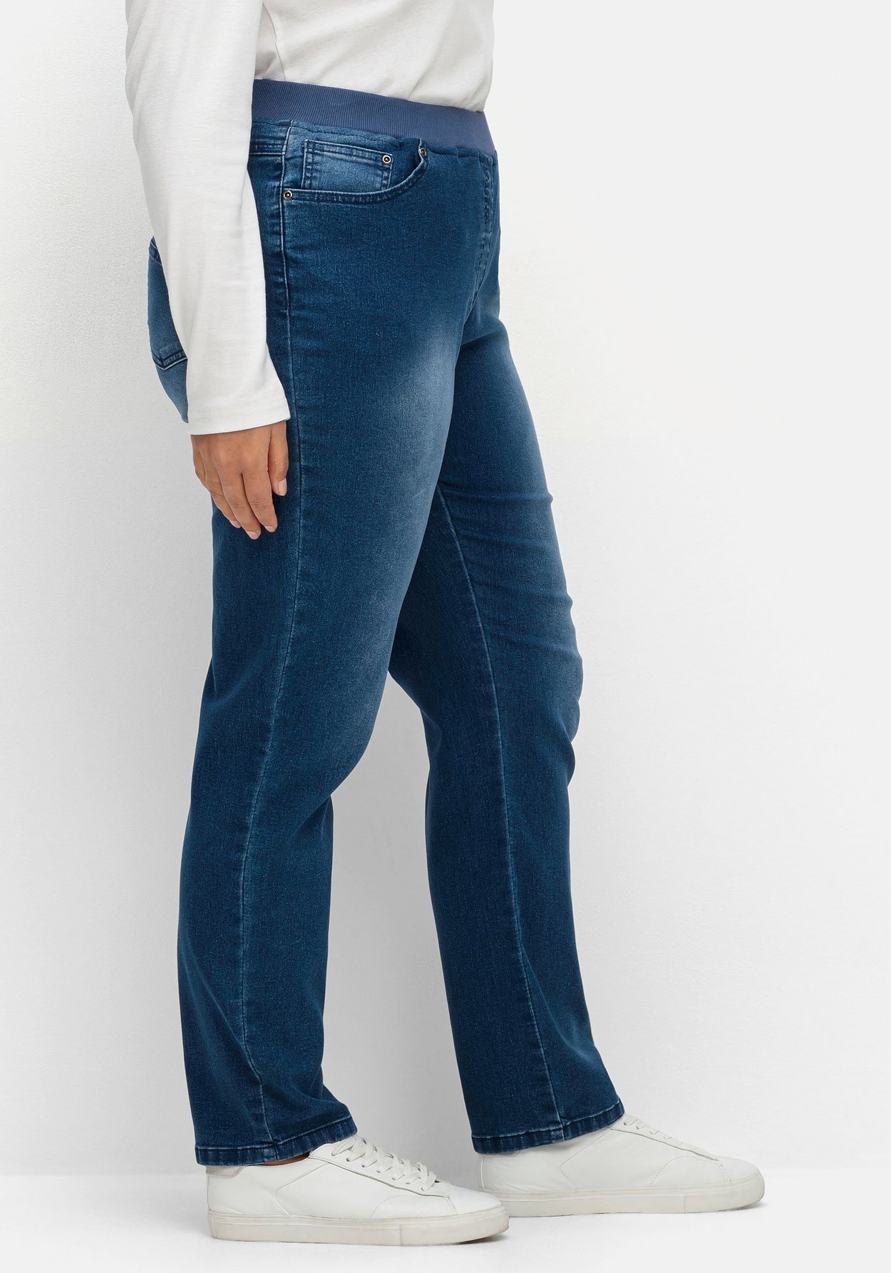 Sheego Schlupfjeans »Schmale Jeans mit Rippstrick-Dehnbund«