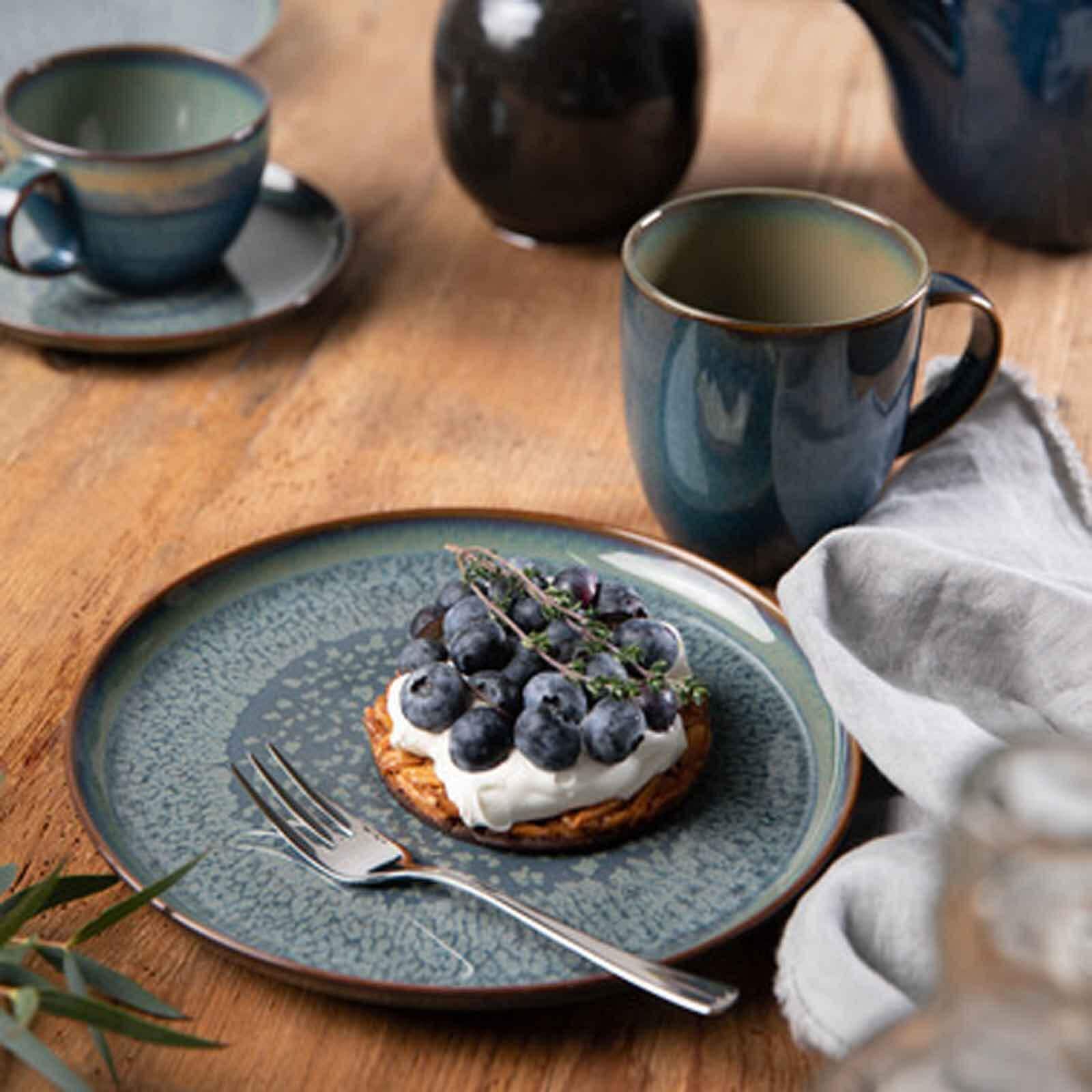 like. by Villeroy & Boch Geschirr-Set »Frühstücks-Set Crafted Breeze 6er Set blau-grau« Spülmaschinenfest, Mikrowellensicher