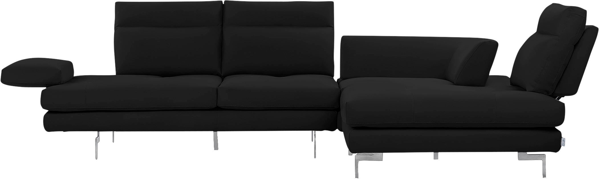 CALIA ITALIA Ecksofa »Toby Wing, L-Form, Designsofa mit sensationellem Sitzkomfort«, Sitztiefenverstell.,wahlw. mit Kissen-Set, Füße chrom glänzend
