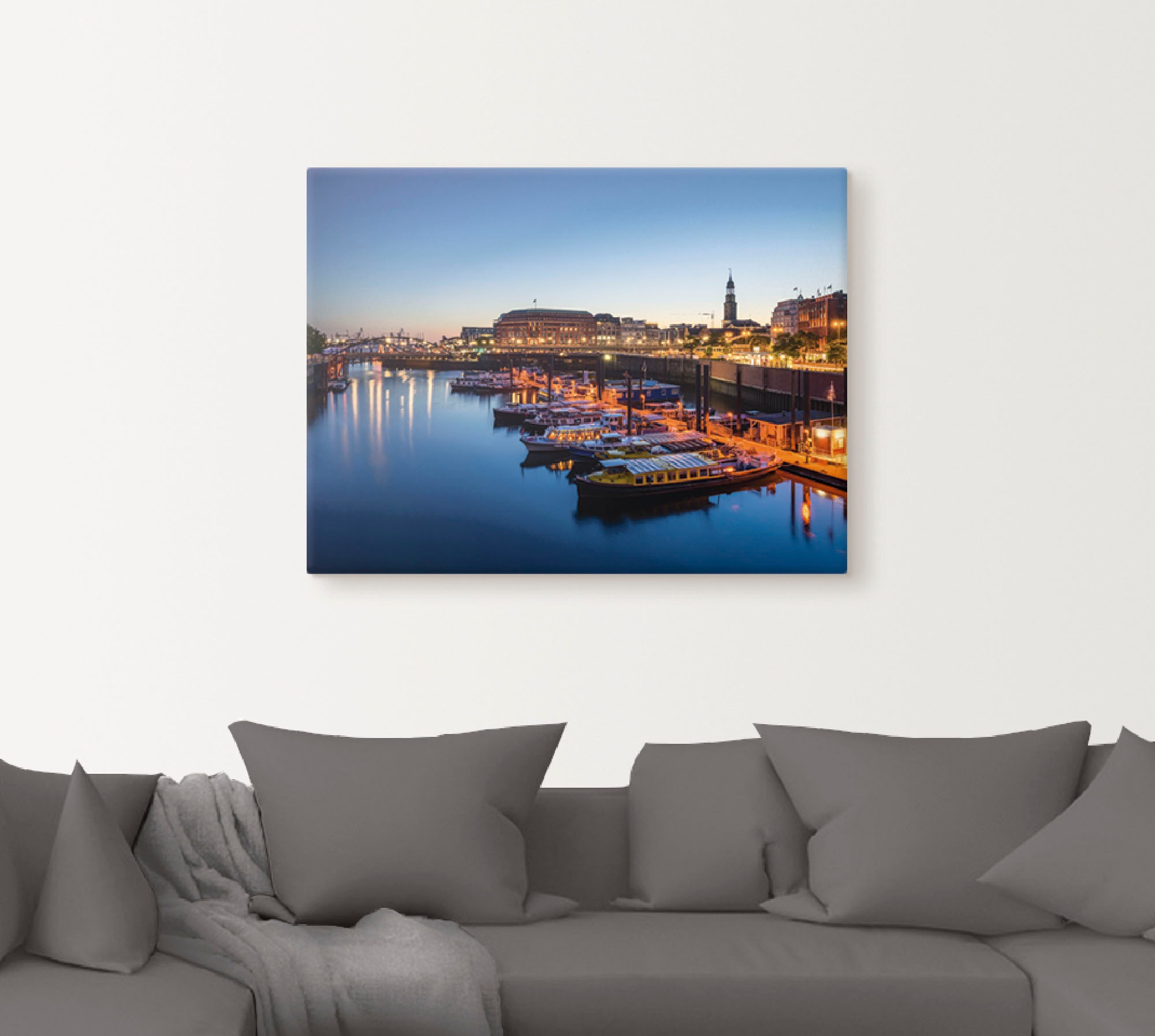 Artland Wandbild »Hamburg Hafen Panorama mit Michel«, Deutschland, (1 St.), als Alubild, Outdoorbild, Leinwandbild, Poster in verschied. Größen