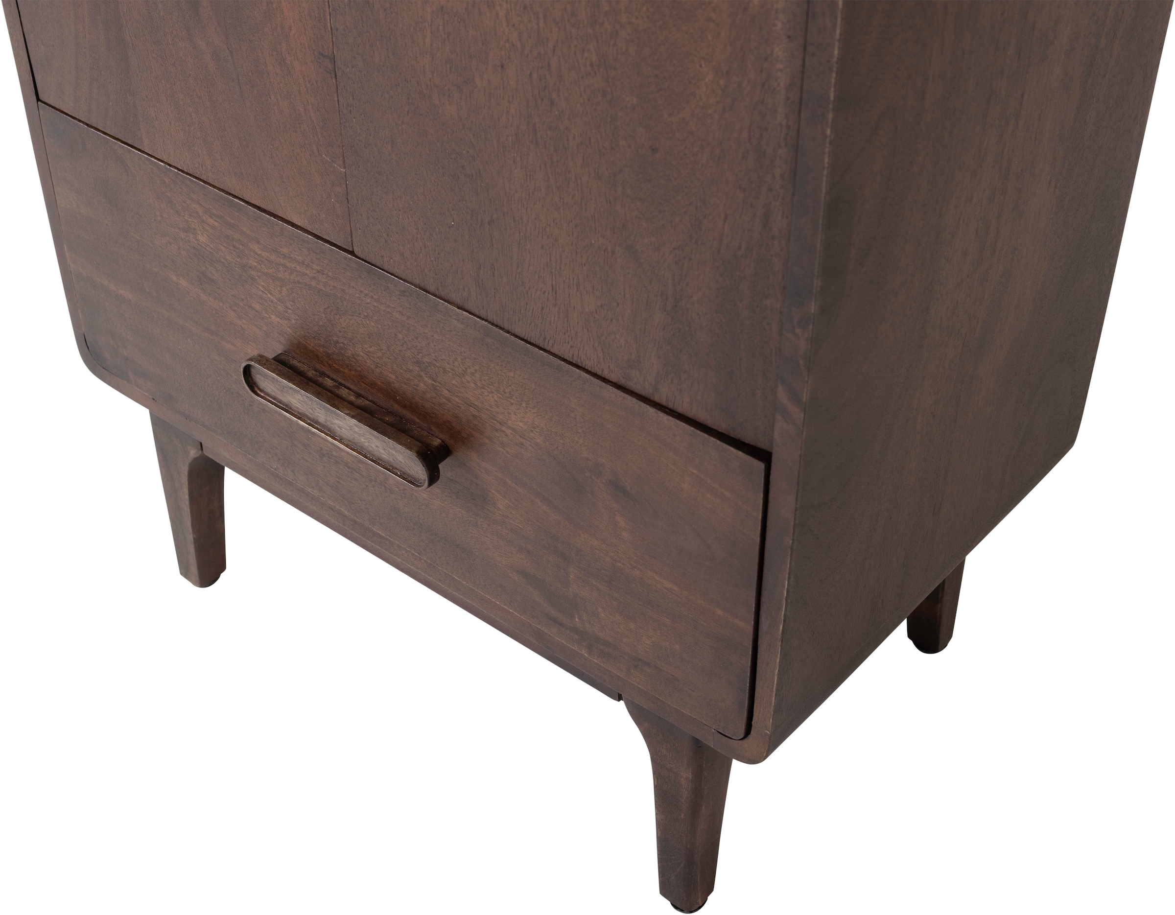 WOOOD Mehrzweckschrank »Liya Massivholz Mangoholz mit abgerundeten Ecken B 60x D 35x H 200 cm« Tragkraft 20 kg, einfach zu montieren, sichtbare Maserung