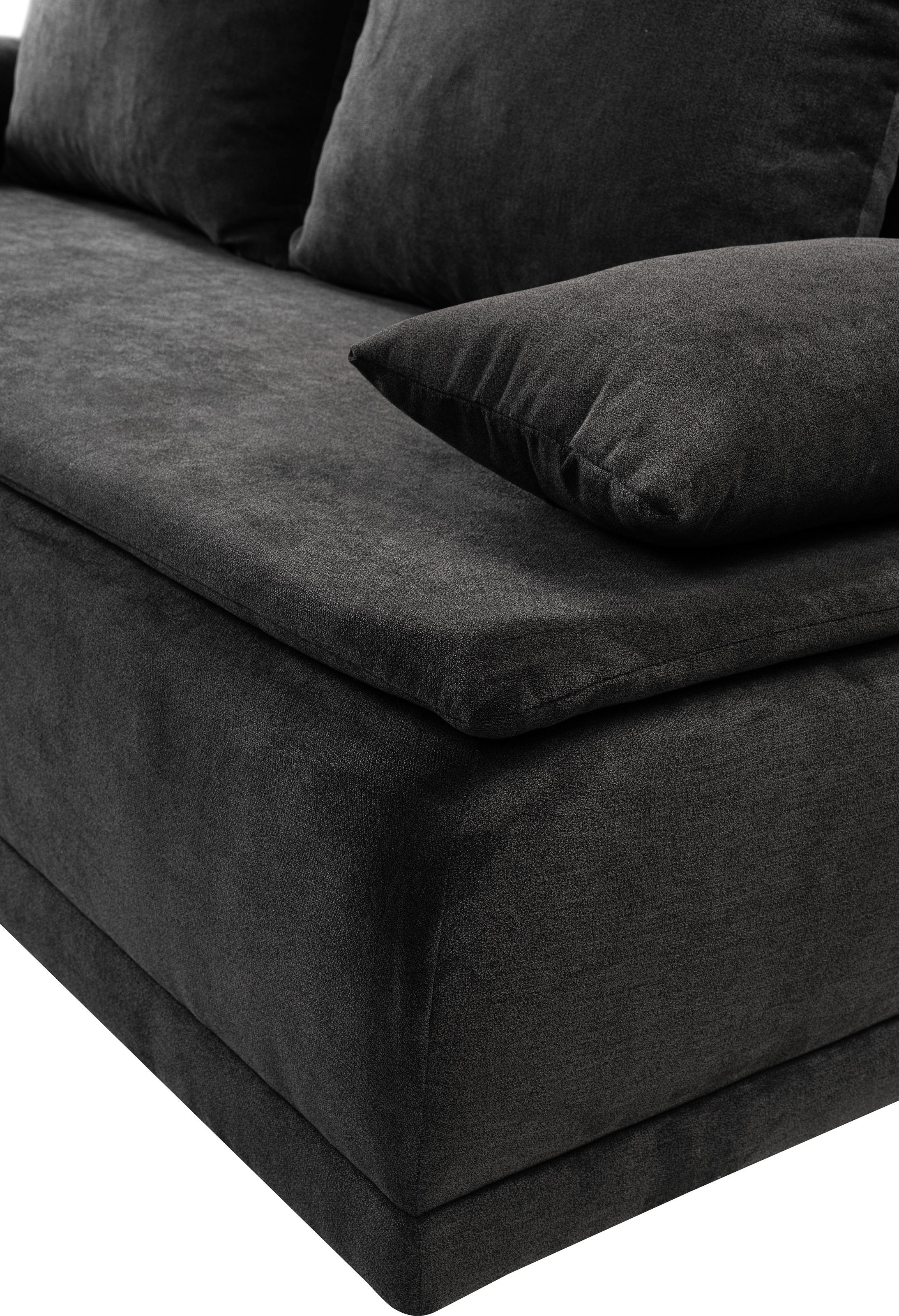 WERK2 Schlafsofa »Biggi, komfortabel & elegant, Schlaffunktion, Bettkasten, Breite 260cm«, inkl. losen Kissen, Struktur weich, anthrazit