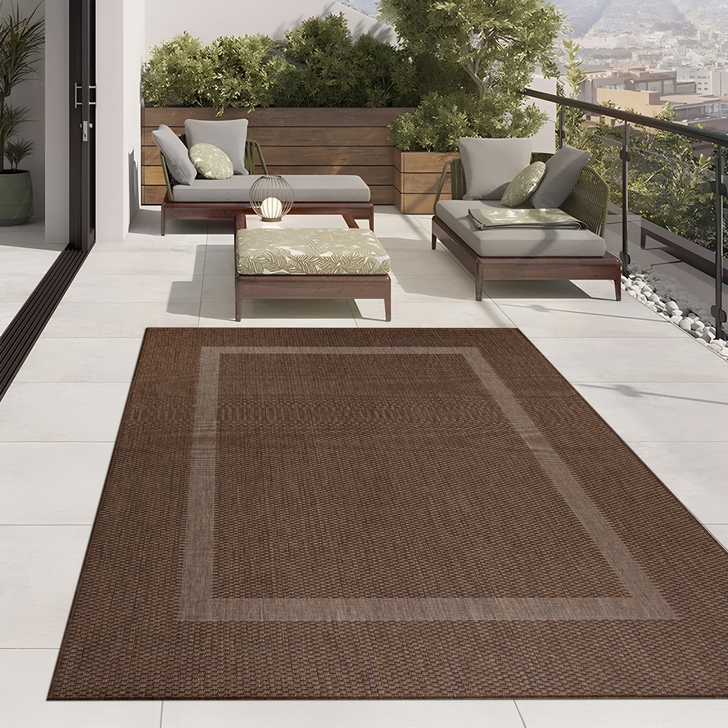 OTTO home Teppich »Venedig Bordüre auch als Läufer erhältlich« rechteckig 3 mm Höhe In- und Outdoor geeignet, Sisal-Optik, Wetterfest & UV-beständig