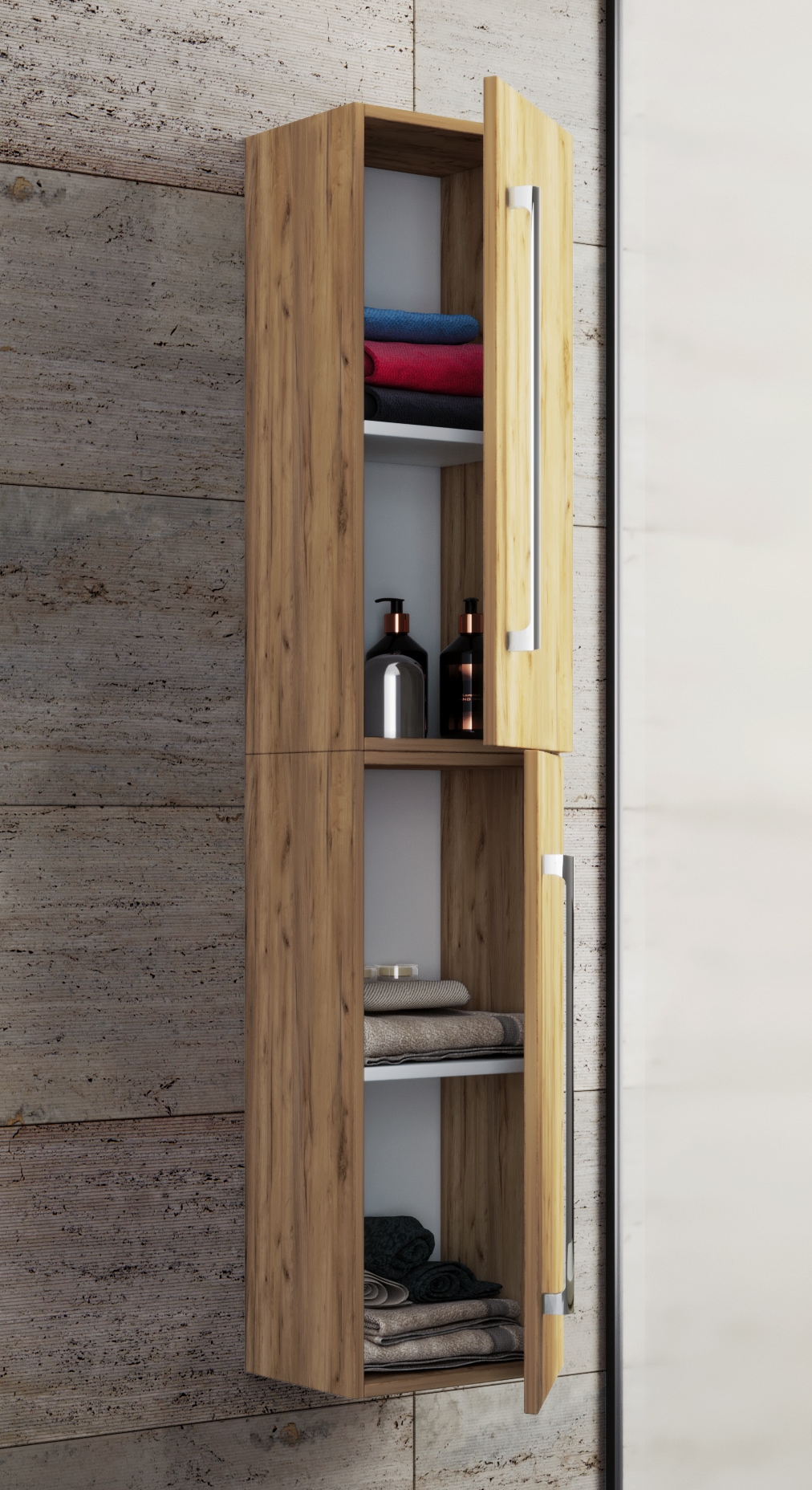 VCM Hochschrank »Holz Badmöbel Bad Hochschrank Badschrank Badinos 2« 2 Stk. tlg.