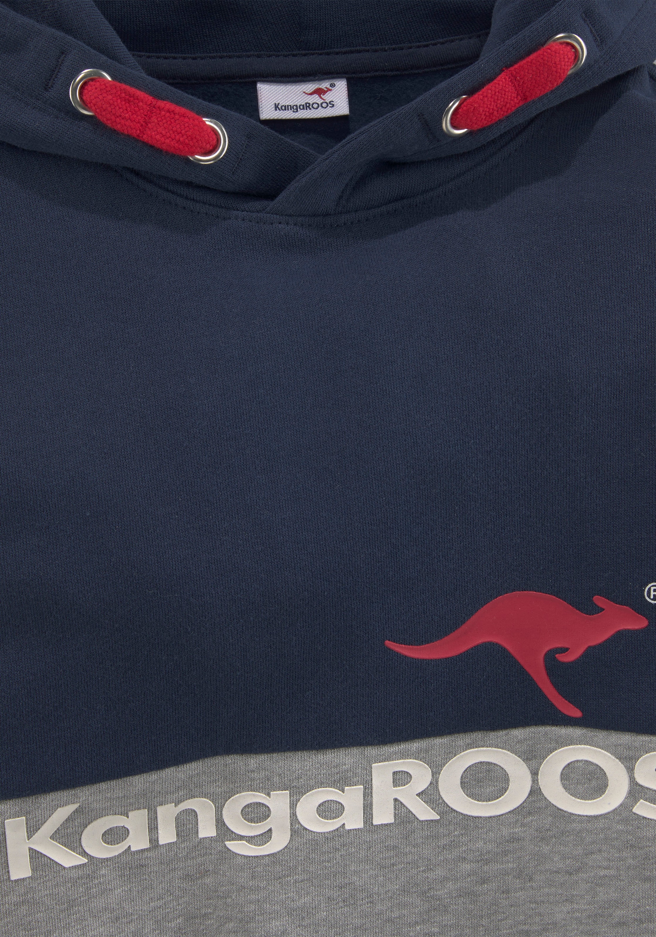 ♕ zweifarbig Kapuzensweatshirt, mit KangaROOS bei Logodruck