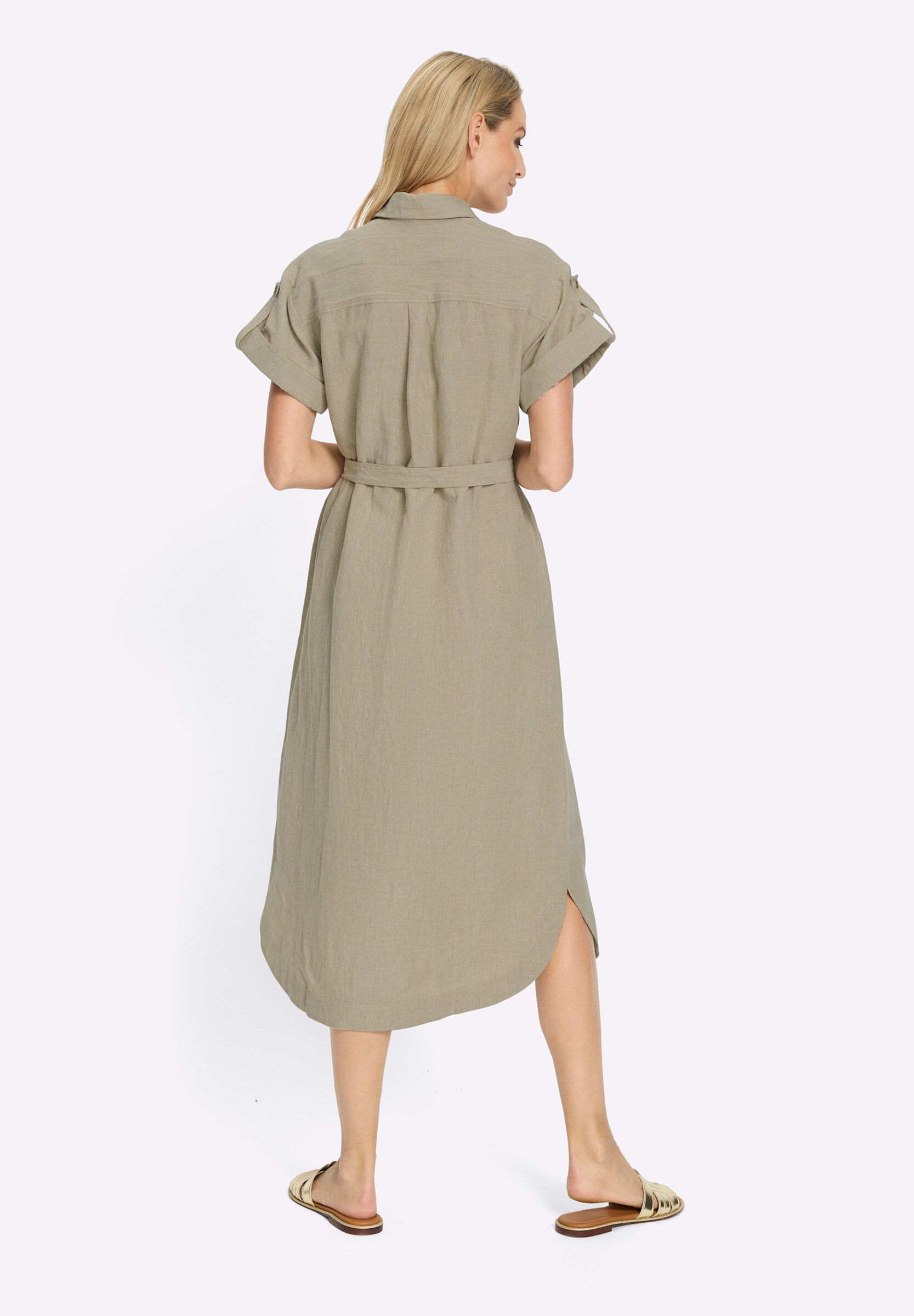 heine Hemdblusenkleid »Kleid Sommerkleid in Leinen-Baumwoll-Mix« Ohne Taschen