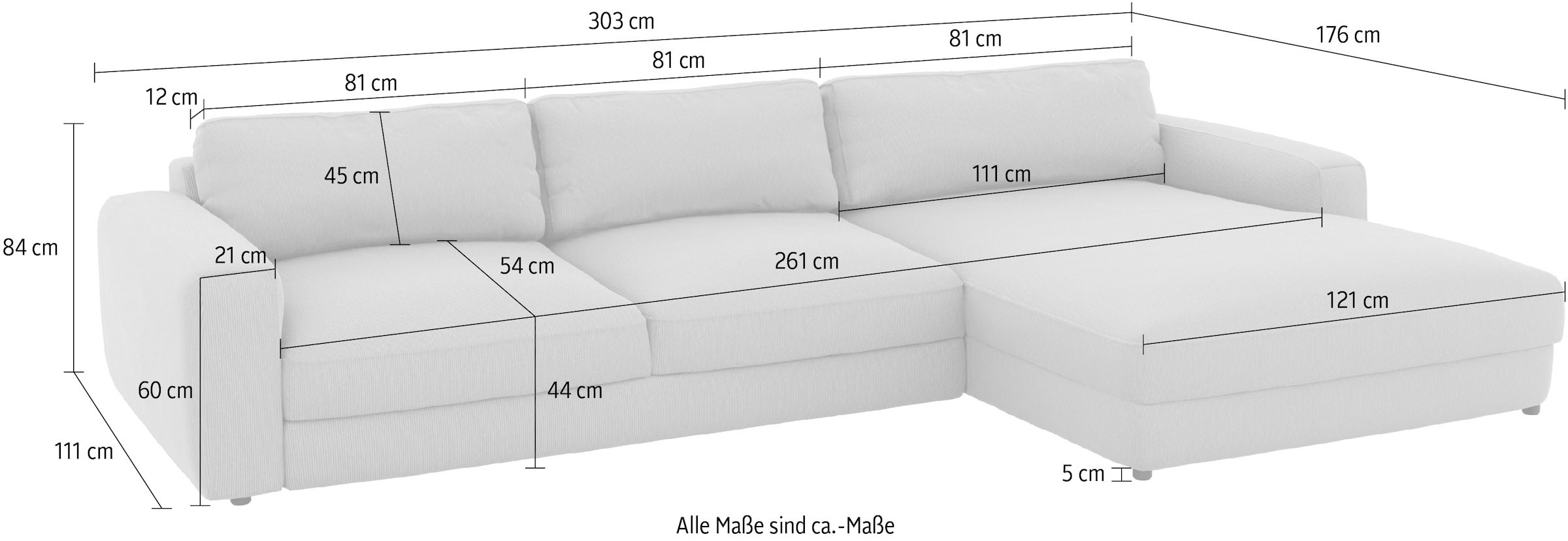 Places of Style Ecksofa »Bloomfield, bequem und elegant, L-Form«, wahlweise mit Bettfunktion und Bettkasten