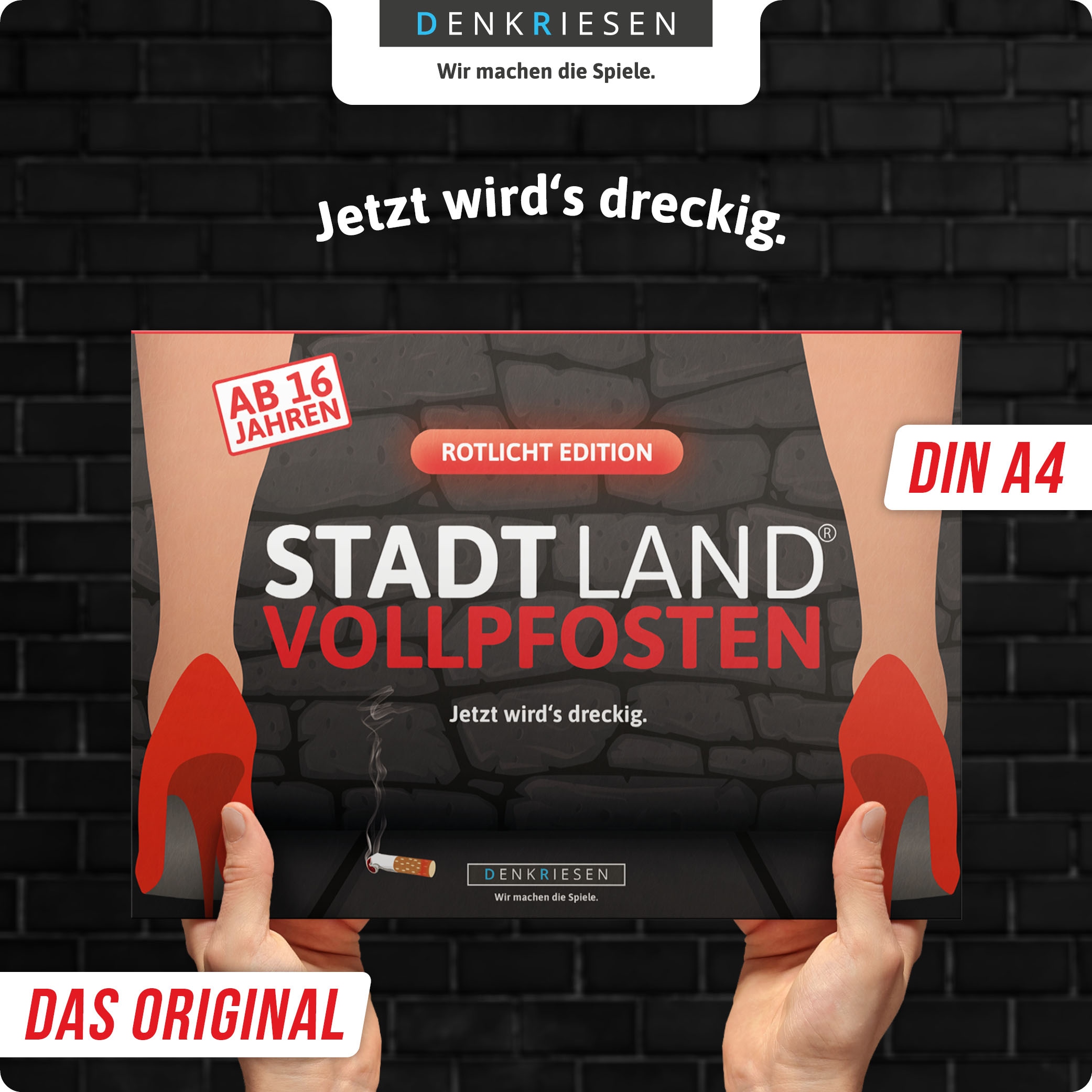 Denkriesen Spiel »Stadt Land Vollpfosten, Rotlicht Edition A4 Block« Made in Germany