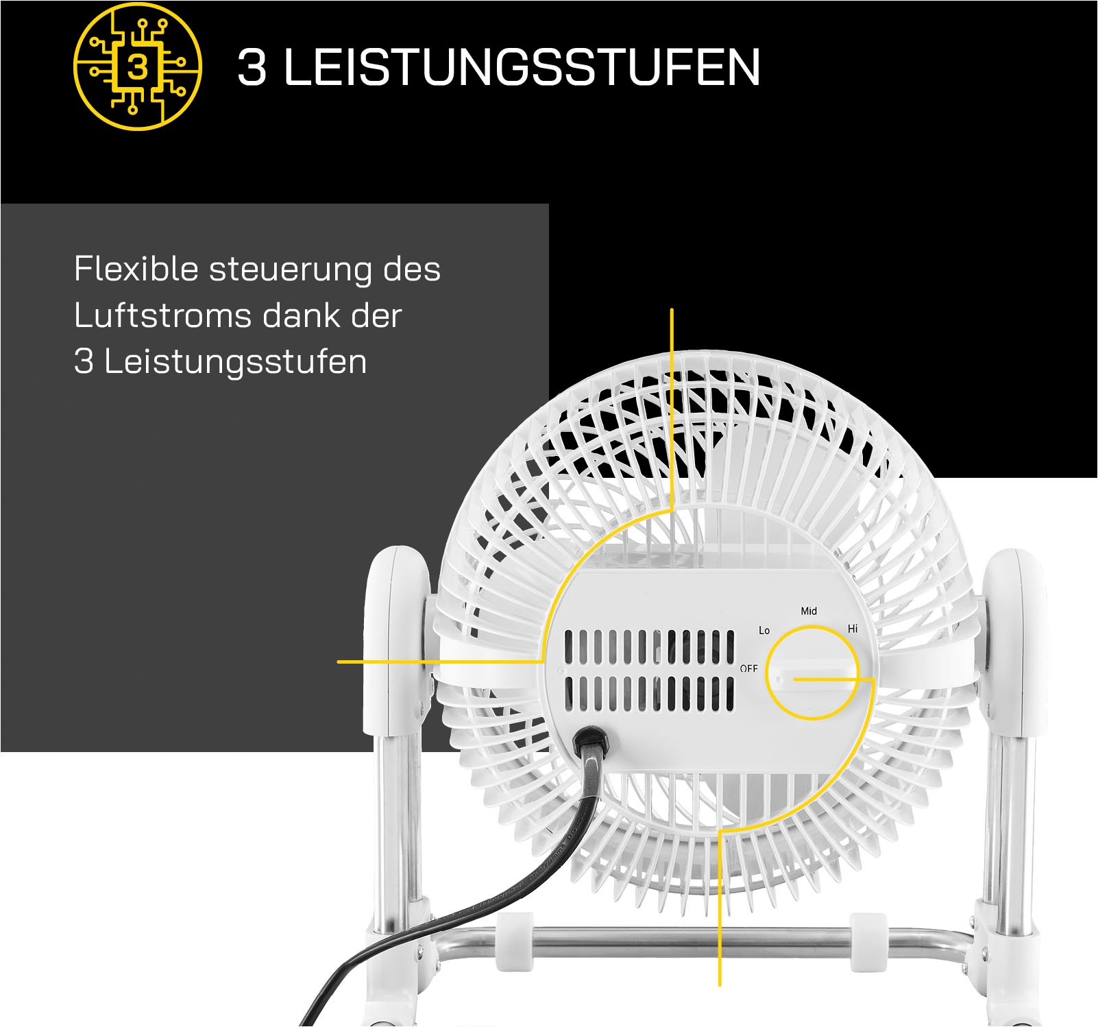 Gutfels Tischventilator »VT 33565 we«, inkl. Oszillation, 45 W Leistung, geräuscharm