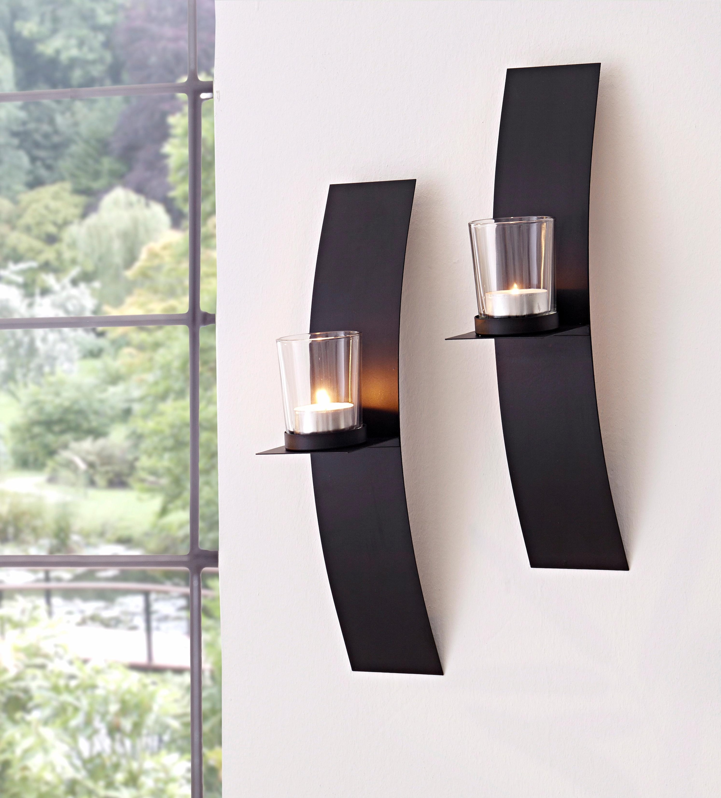 OTTO home Wandkerzenhalter »Drammen« Landhaus, Metall, Glas, schwarz