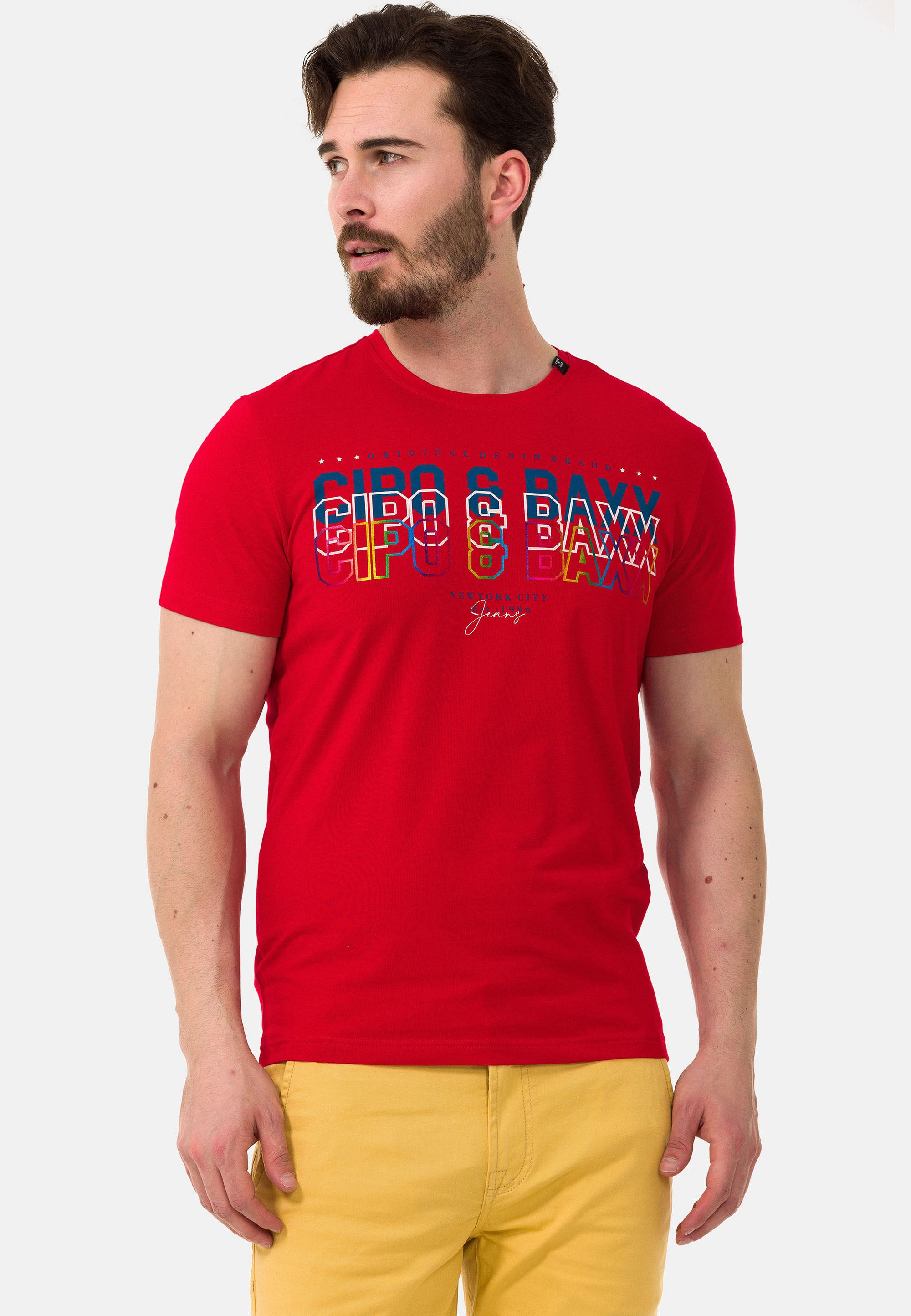 Cipo & Baxx T-Shirt »CT717« gerade geschnitten
