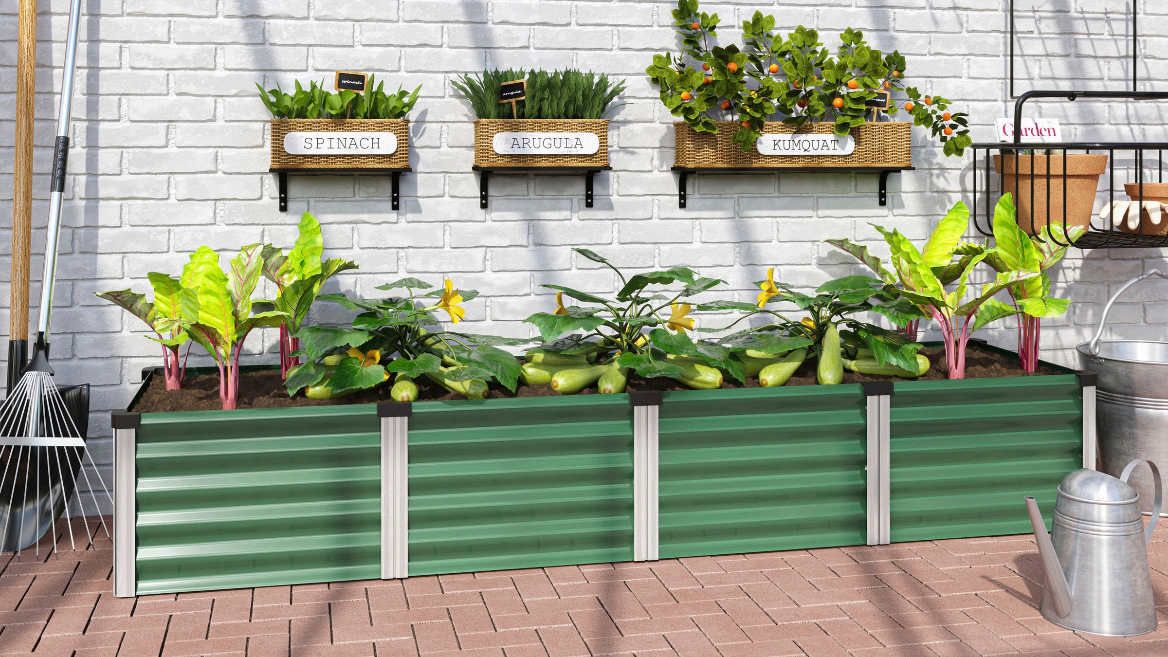 Vitavia Hochbeet »Meta In&Out 401 L« BxTxH: 65x245x40 cm, seegras/alu