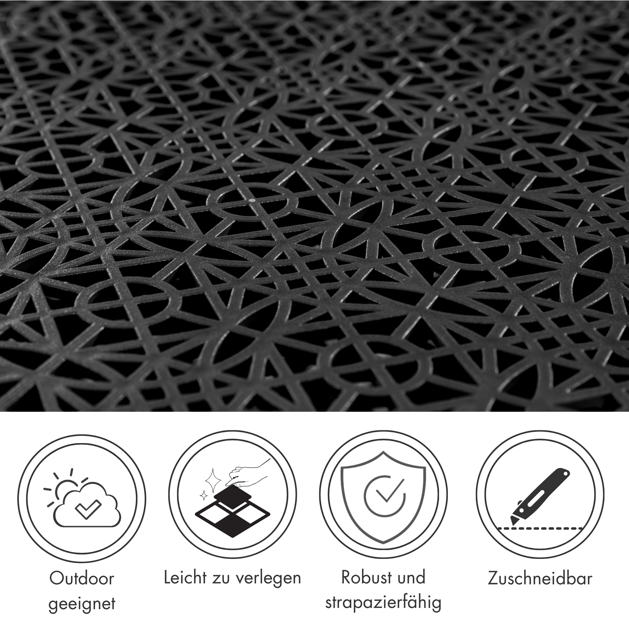 Andiamo Kunststoff-Fliesen »Terra Sol, Terrassenfliesen, wetterfest, Made in Switzerland« Set, erhältlich mit 7 Stück (1 qm), 14 Stück (2 qm) oder 35 Stück (5 qm), 7 Stk. tlg. Klickfliesen, 38x38 cm, Balkon Bodenbelag, UV-beständig