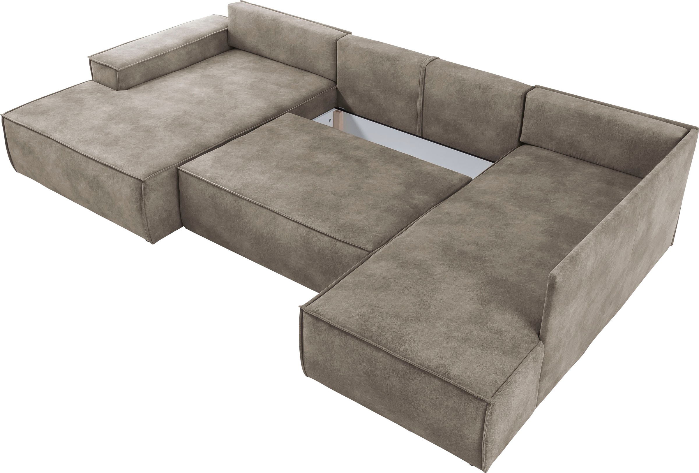 Home affaire Wohnlandschaft »SHERWOOD 329 cm, U-Form, Schlafsofa,«, Schlaffunktion m. Bettkasten (194x139 cm), Cord, Vintage, Samtvelours