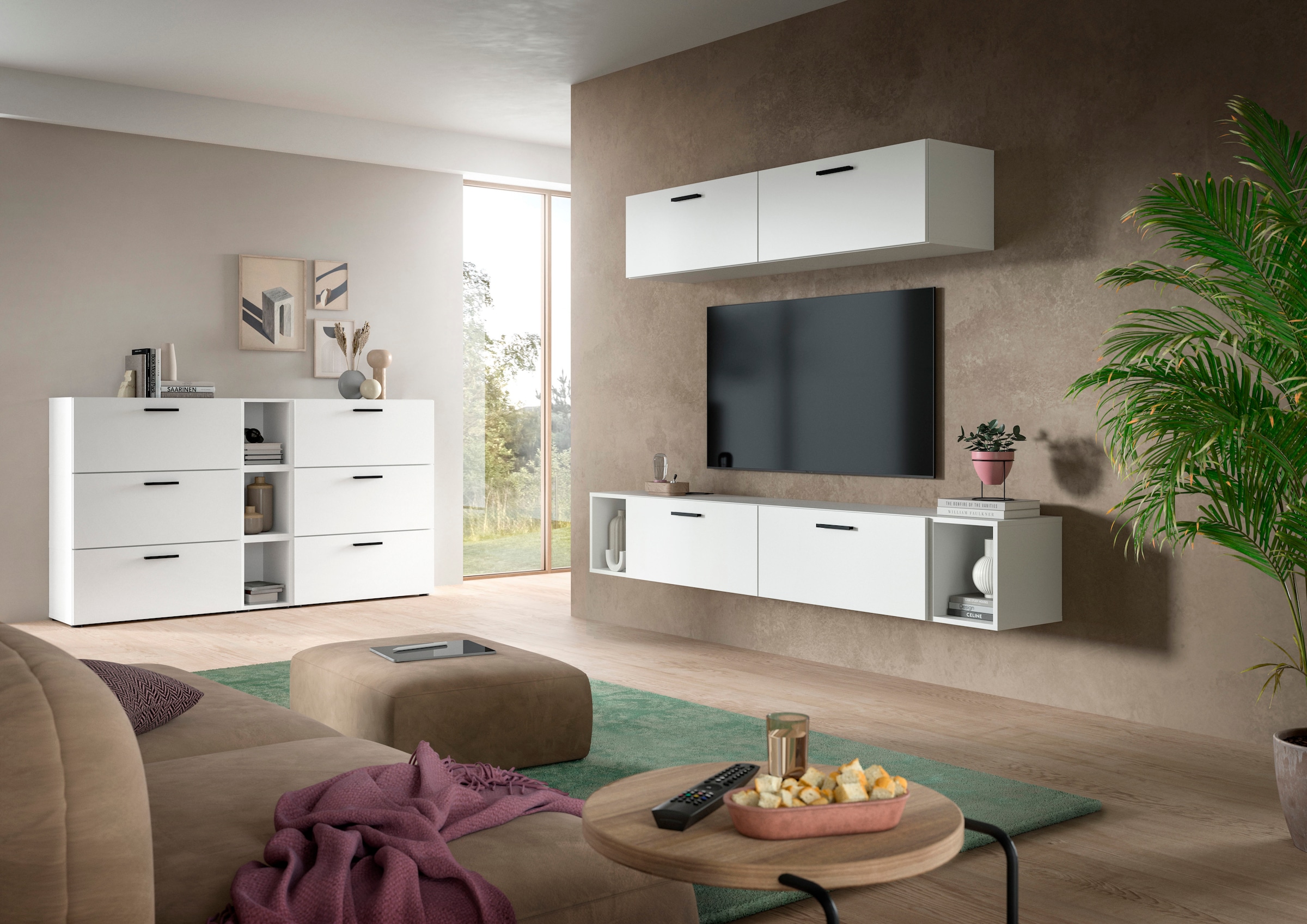 Home affaire Schrank-Set »ENESTE, 6-teilig, in verschiedenen Farben, individuell kombinierbar« verschiedenste Kombinationmöglichkeiten, stehend oder hängend, 2 Stk. tlg.