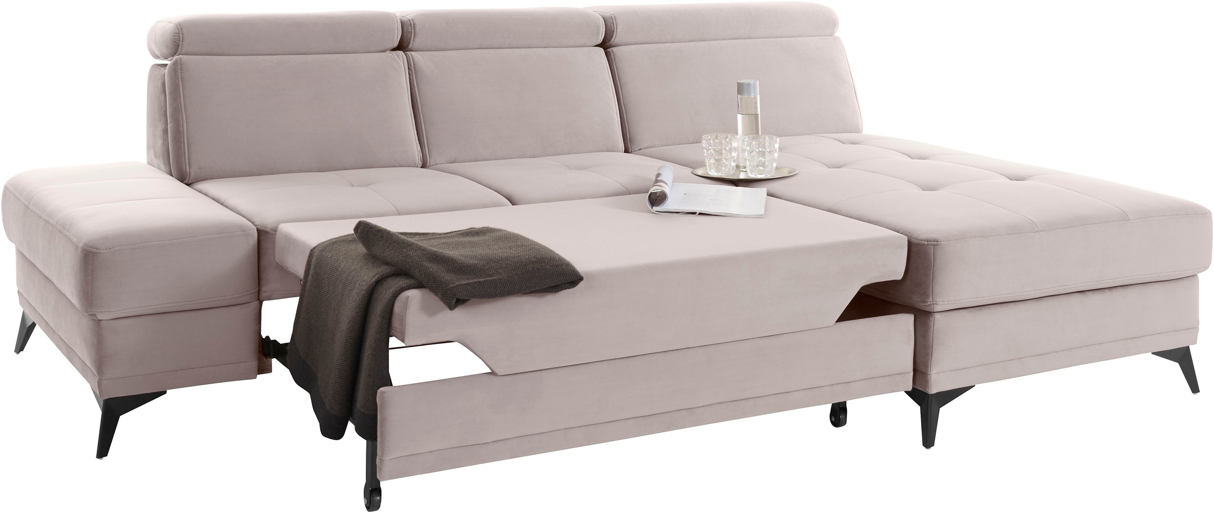 INOSIGN Ecksofa »Cardiz L-Form«, inkl.Kopfteilverstellung und Federkern wahlweise mit Bettfunktion