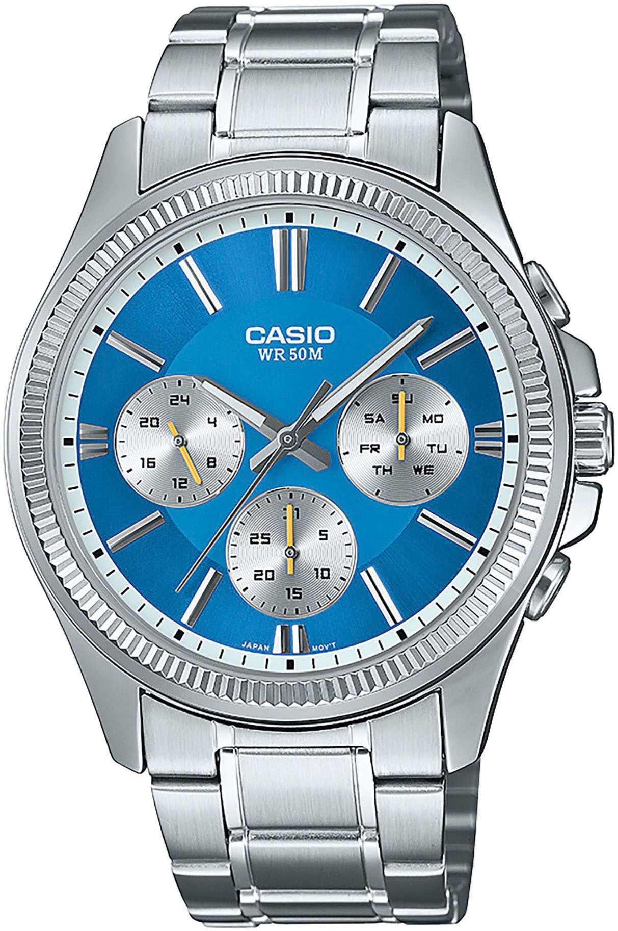 CASIO TIMELESS COLLECTION Quarzuhr Armbanduhr, Herrenuhr, Edelstahlarmband, analog, Tag, Wochentag