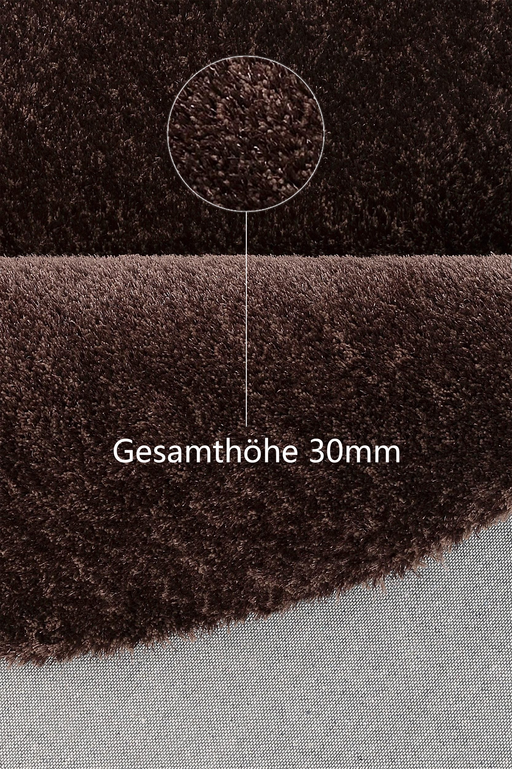 Bruno Banani Hochflor-Teppich »Dana Teppich, Kundenliebling«, rund, 30 mm Höhe, unifarben, Mikrofaser Teppiche, Wohnzimmer, Schlafzimmer, Esszimmer