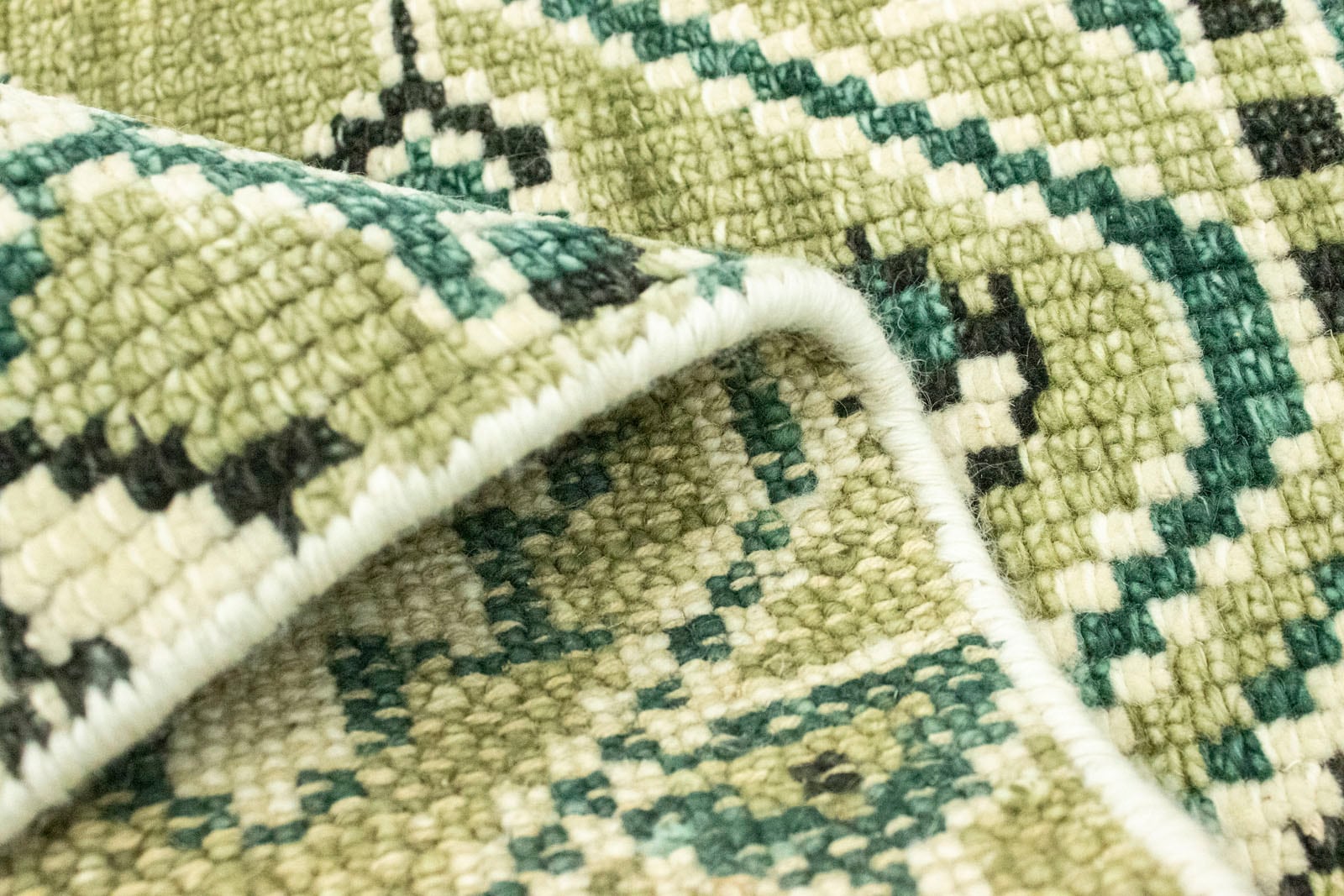 rechteckig, Wollteppich handgeknüpft Teppich grün«, handgeknüpft morgenland »Designer