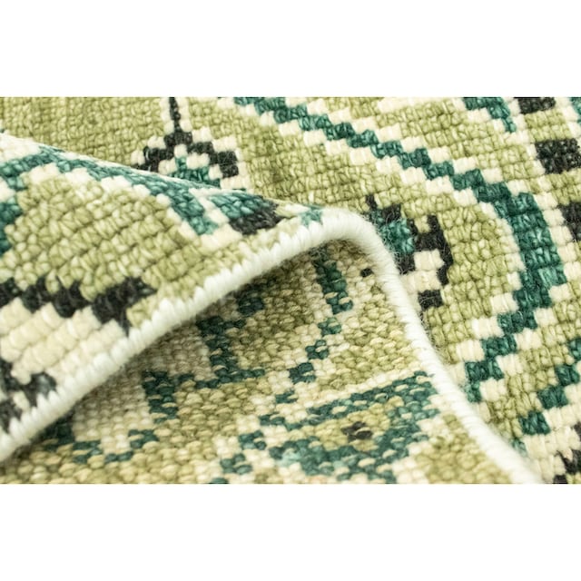 handgeknüpft rechteckig, Wollteppich »Designer morgenland grün«, handgeknüpft Teppich