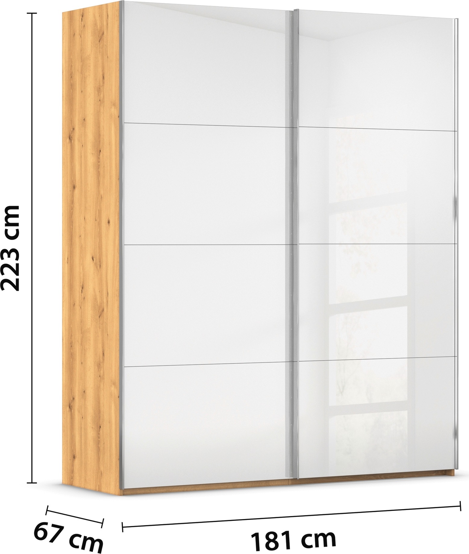 rauch Schwebetürenschrank »Kleiderschrank Schrank Garderobe Schlafzimmerschrank SCALE-FYRA«, edle viergeteilte Türen mit Glas-Front viele Farben MADE IN GERMANY