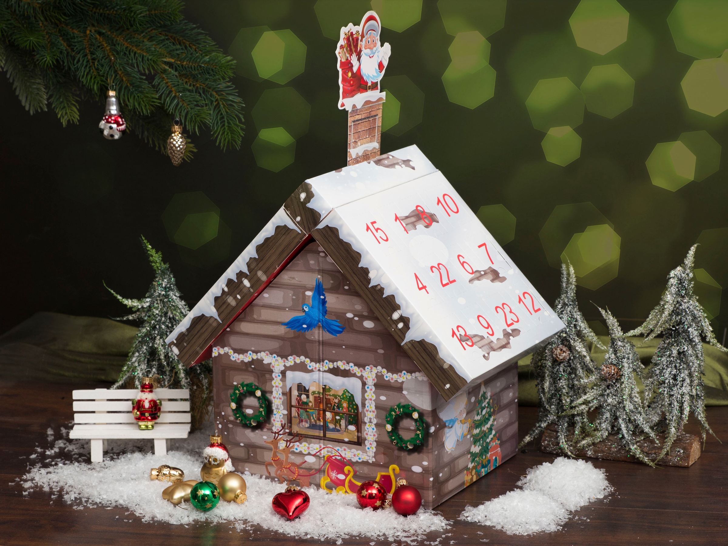 my home Adventskalender »Roana, Weihnachtsdeko«, Erwachsene, für handdekorierte Adventskalender-Haus Minifiguren, Mini-Glaskugeln mit