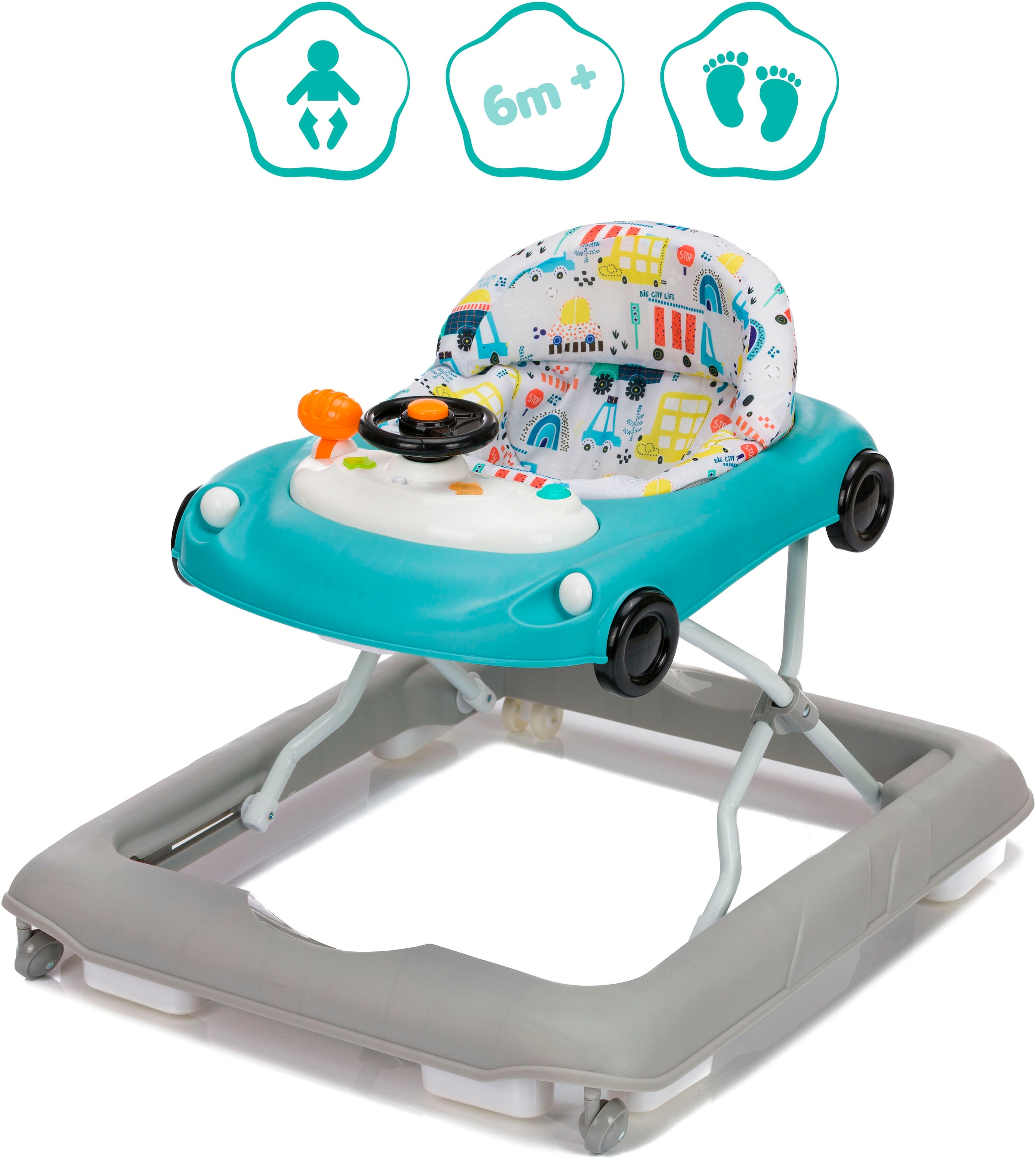 Fillikid Lauflernhilfe »Car, grau/blau« mit Sicherheitsstoppern