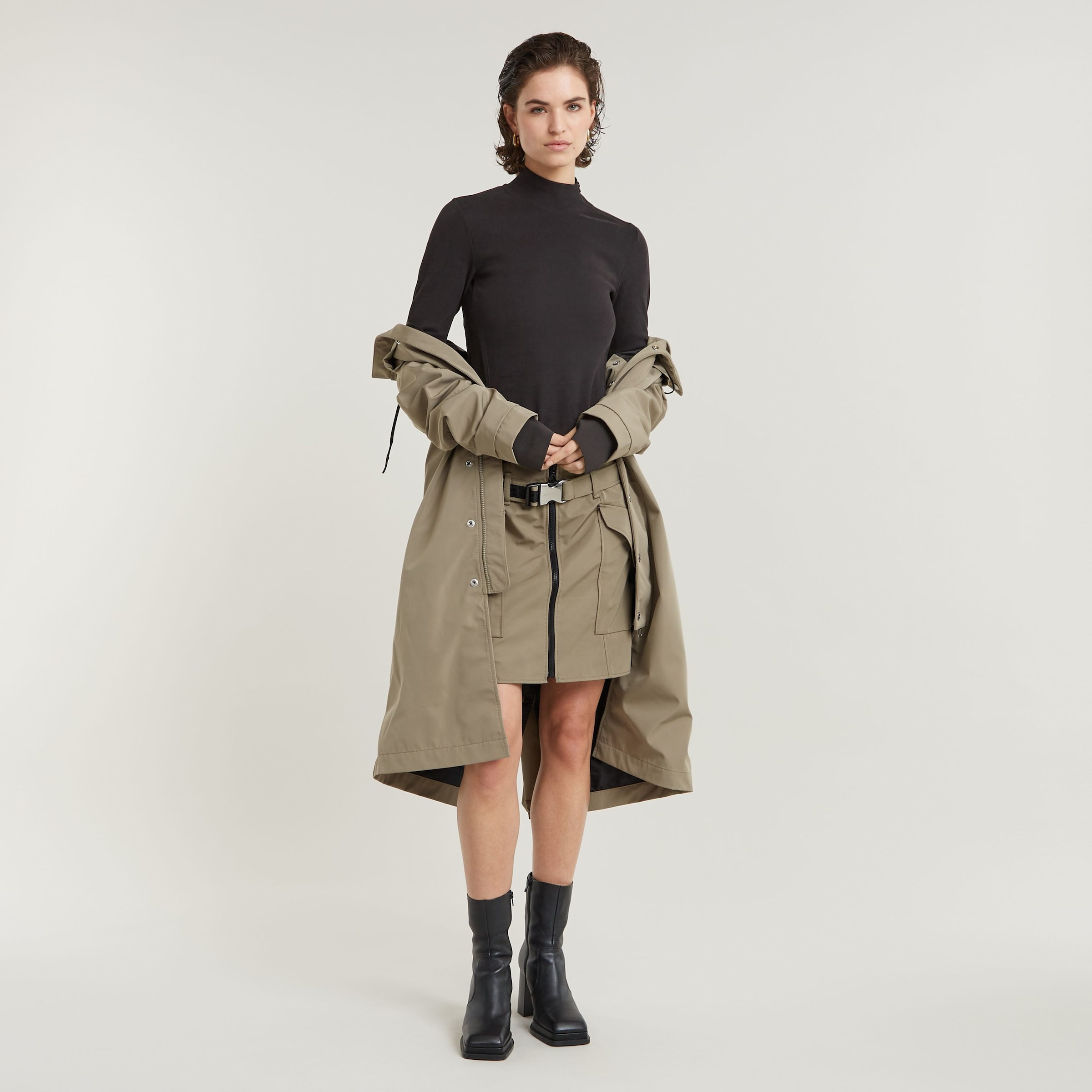 G-STAR T-Shirt »Asymmetric Zip Cropped Slim Mock«
