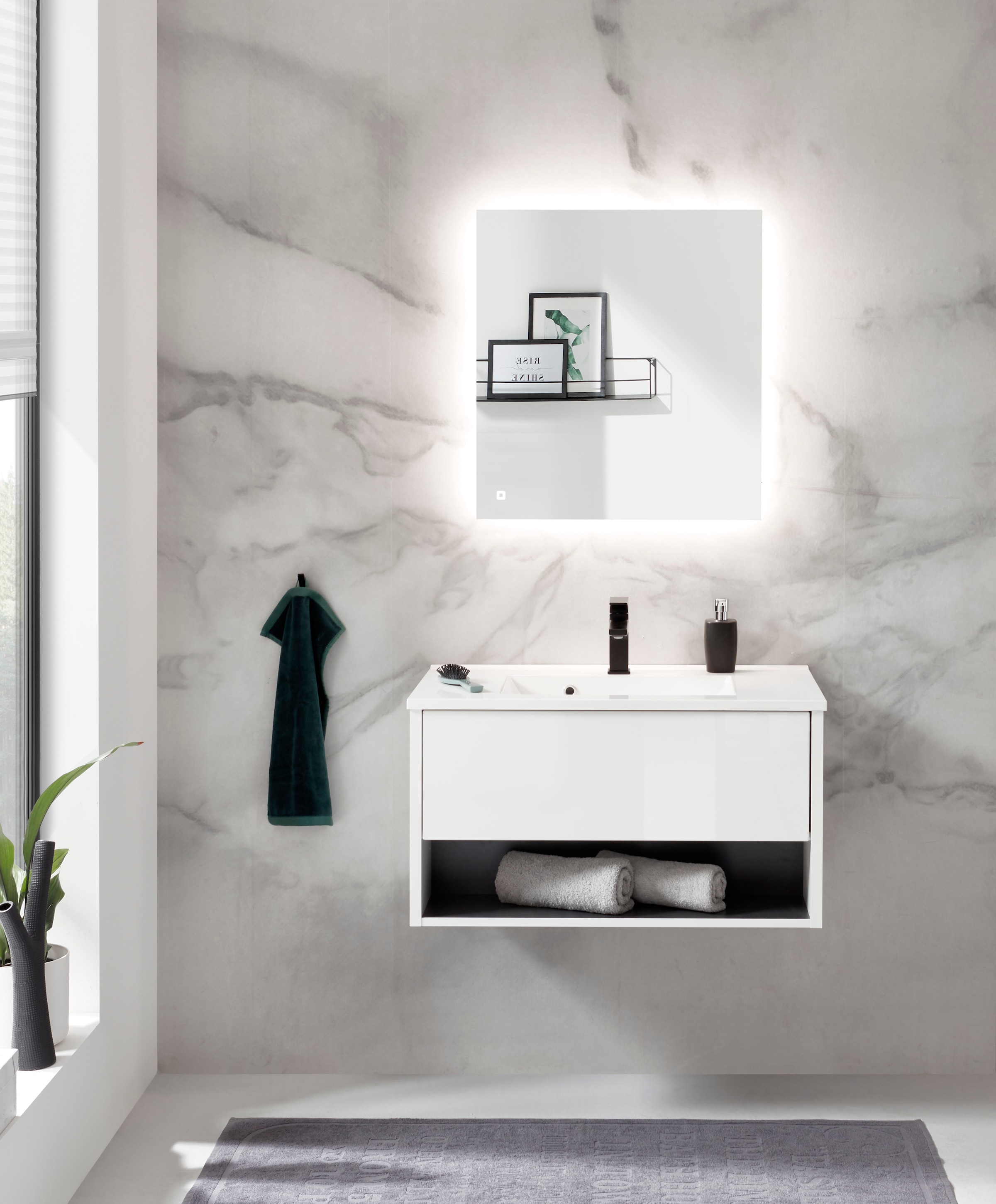 PLACES OF STYLE Badmöbel-Set »Studio Line, Bad im modernen Design, 2-teiliges Badezimmer« 2 Stk. tlg.
