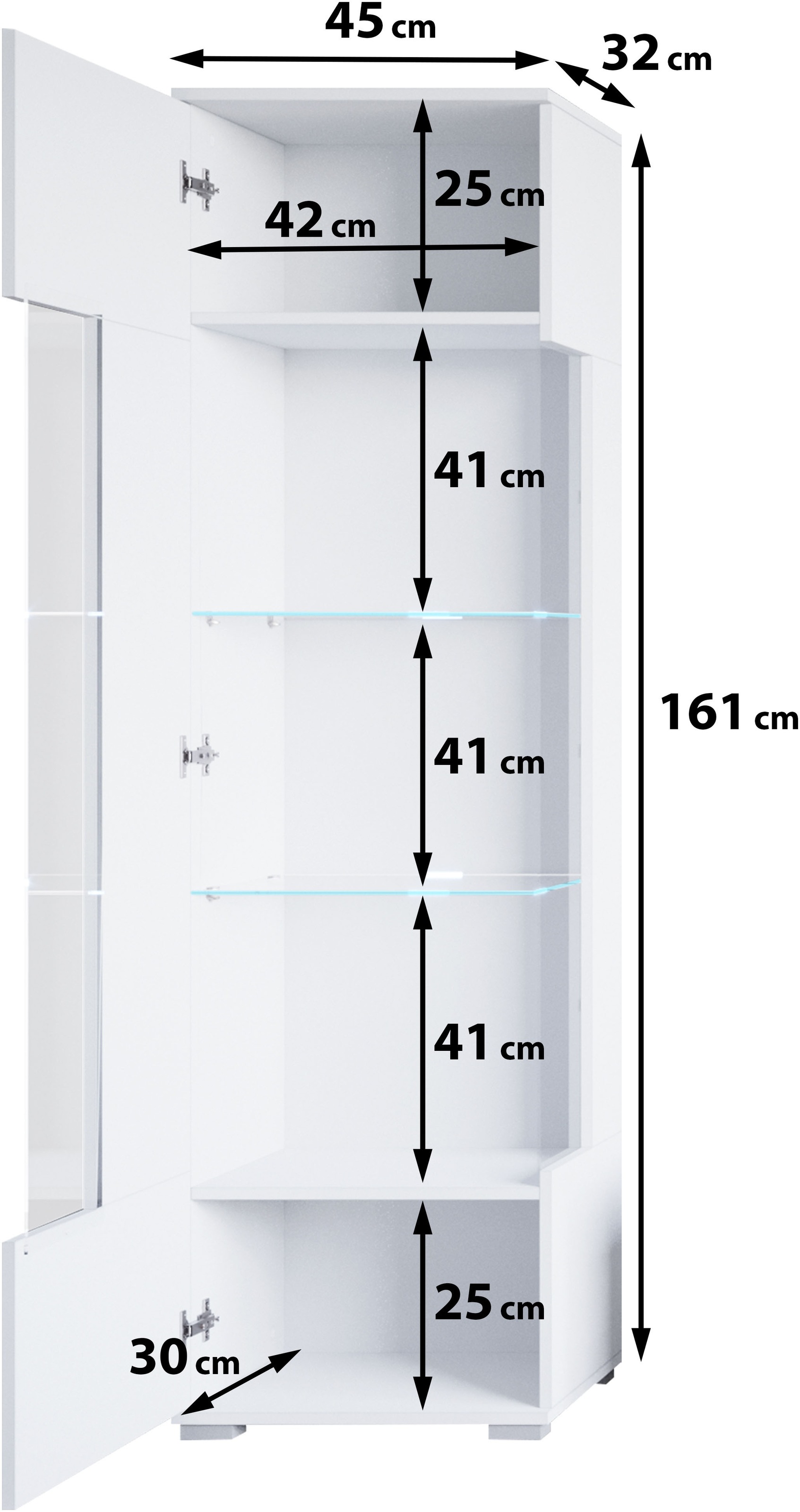 INOSIGN Vitrine »Kenia, stehend und hängend, Türanschlag wechselbar«, (1 St.), Vitrineschrank mit Glastüren 160 cm Höhe