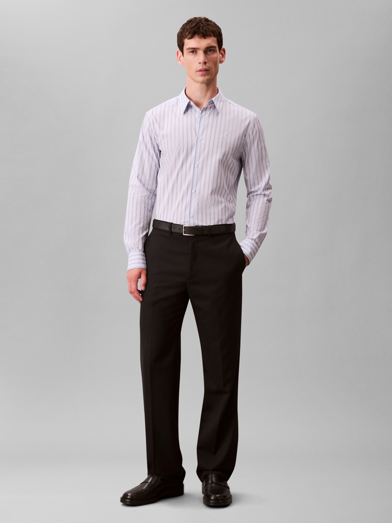 Calvin Klein Businesshemd »LS MULTI STRIPE STRETCH SLIM SHI« Mit Rundhalsausschnitt, slim fit