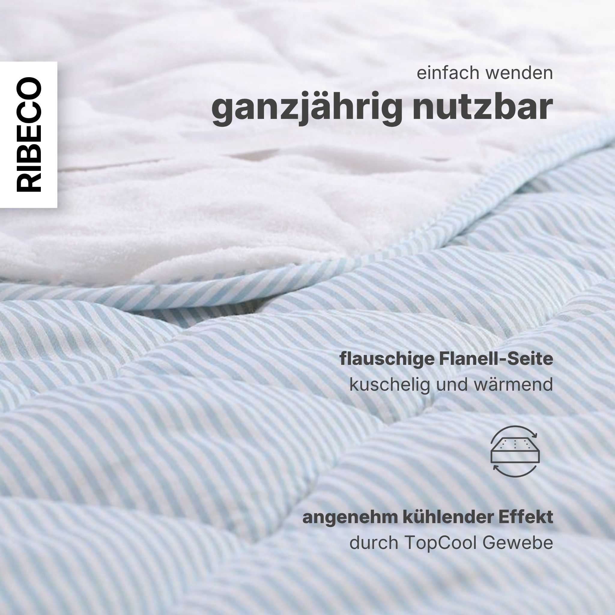 RIBECO Matratzenauflage »Top Cool, Auflage 90x200 cm, 120x200 cm, 180x200 cm, wendbar« Matratzenschoner, mit über 1.300 positiven Kundenbewertungen!