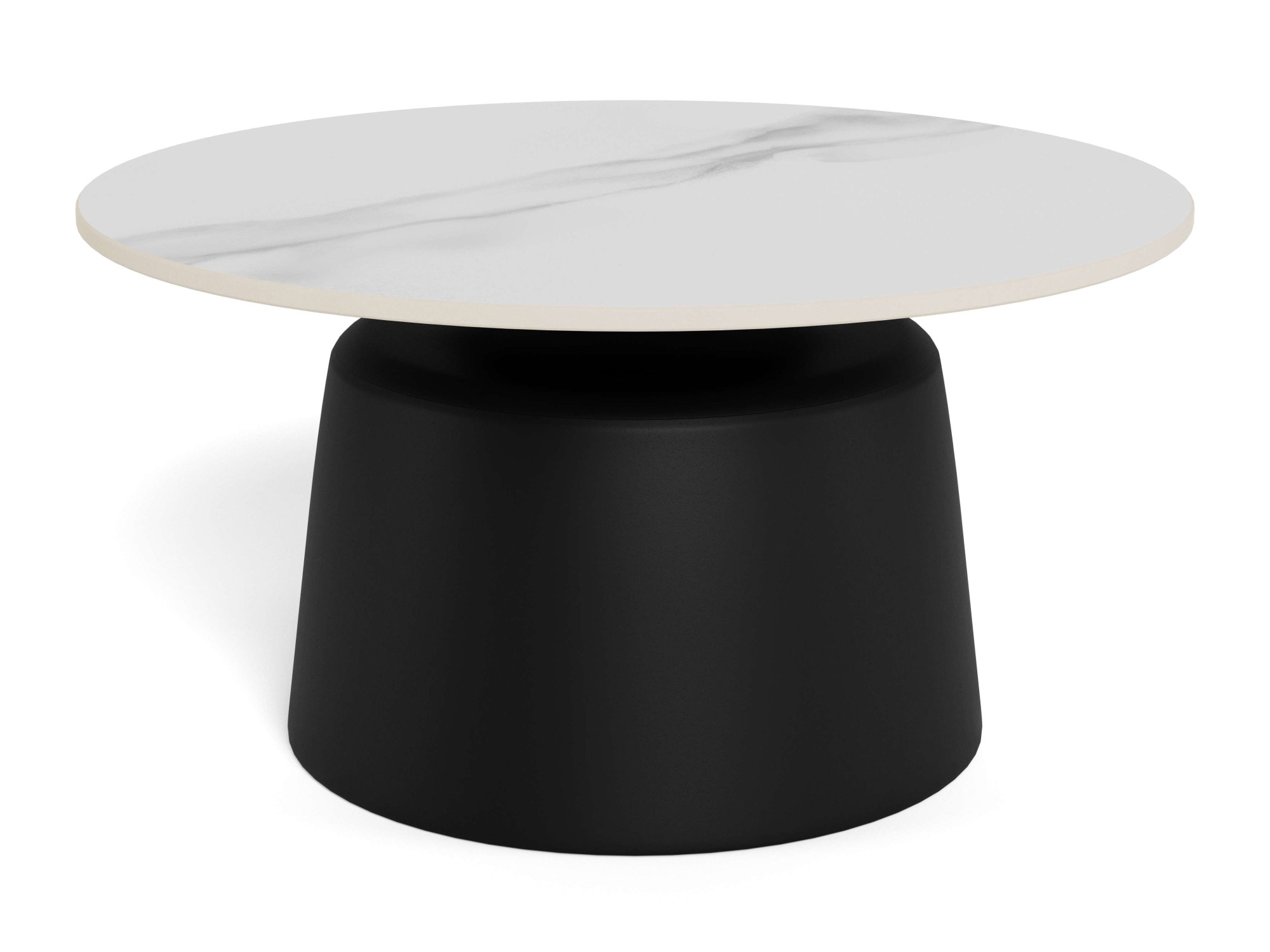 ACTONA GROUP Couchtisch »Santorini Kaffetisch - modern & stilvoll mit langlebiger Keramikplatte« Weiße Keramik, schwarzes Stahlgestell, langlebig. Ø: 70 cm