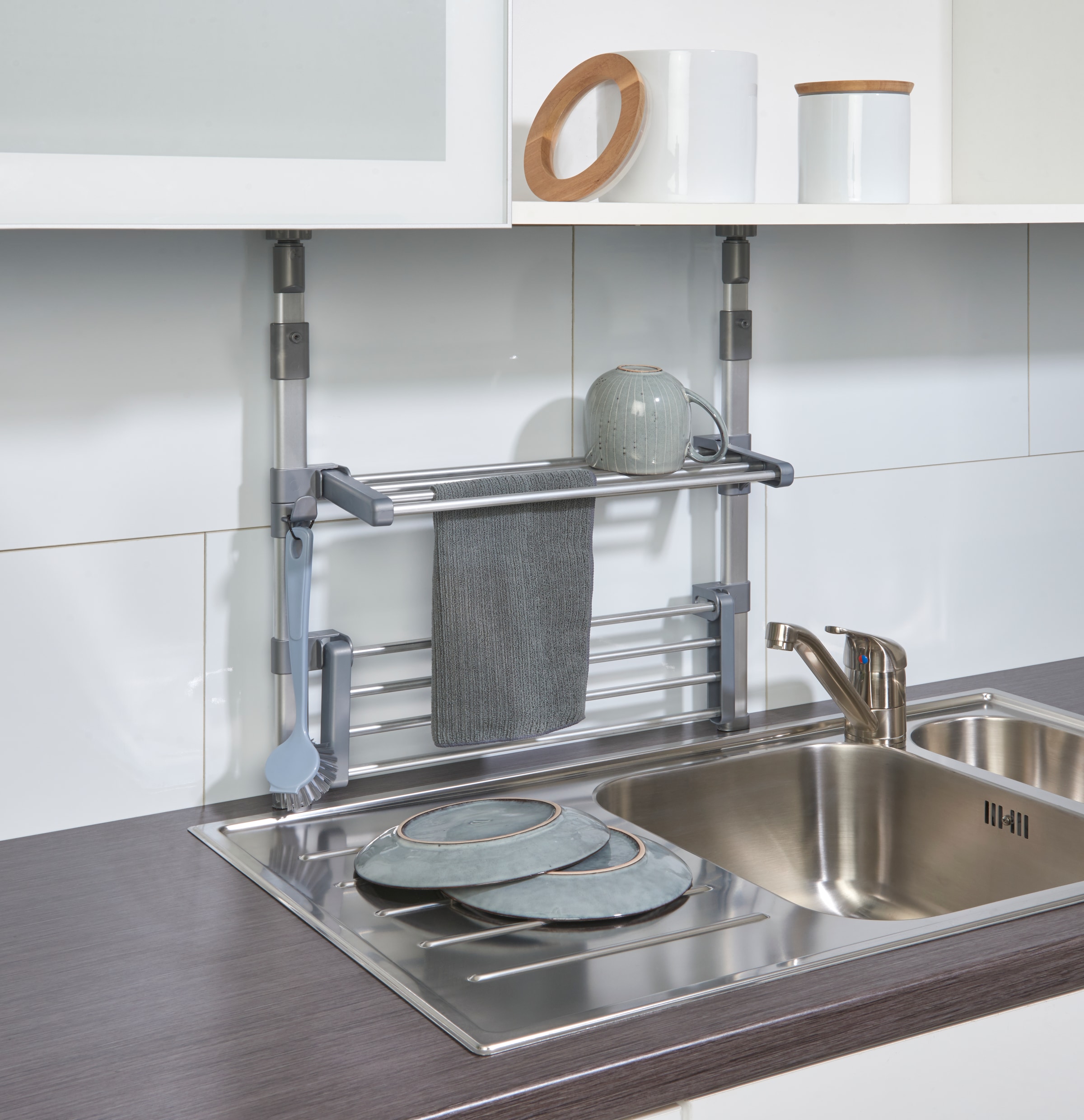 Ruco Teleskopregal zwischen Oberschrank und Arbeitsplatte klemmen, höhenverstellbar