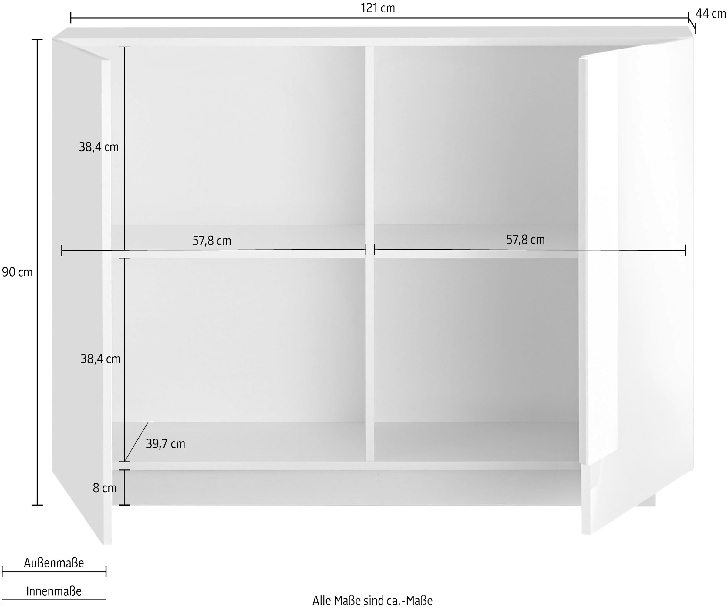 INOSIGN Sideboard »Jupiter, Breite 121 cm, Kommode 2 Türen - Soft Closing, Anrichte,«, moderne Griffblende, FSC®, cleveres Stauraumkonzept