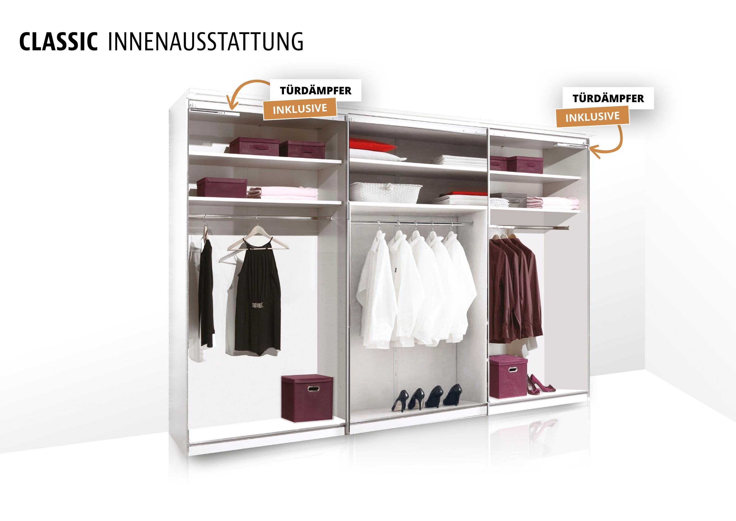 STAUD Schwebetürenschrank »Sinfonie Plus, edles Design in hochwertiger Qualität, Made in Germany« Mit Spiegeltüre und vier verschiedenen Ausstattungsvarianten