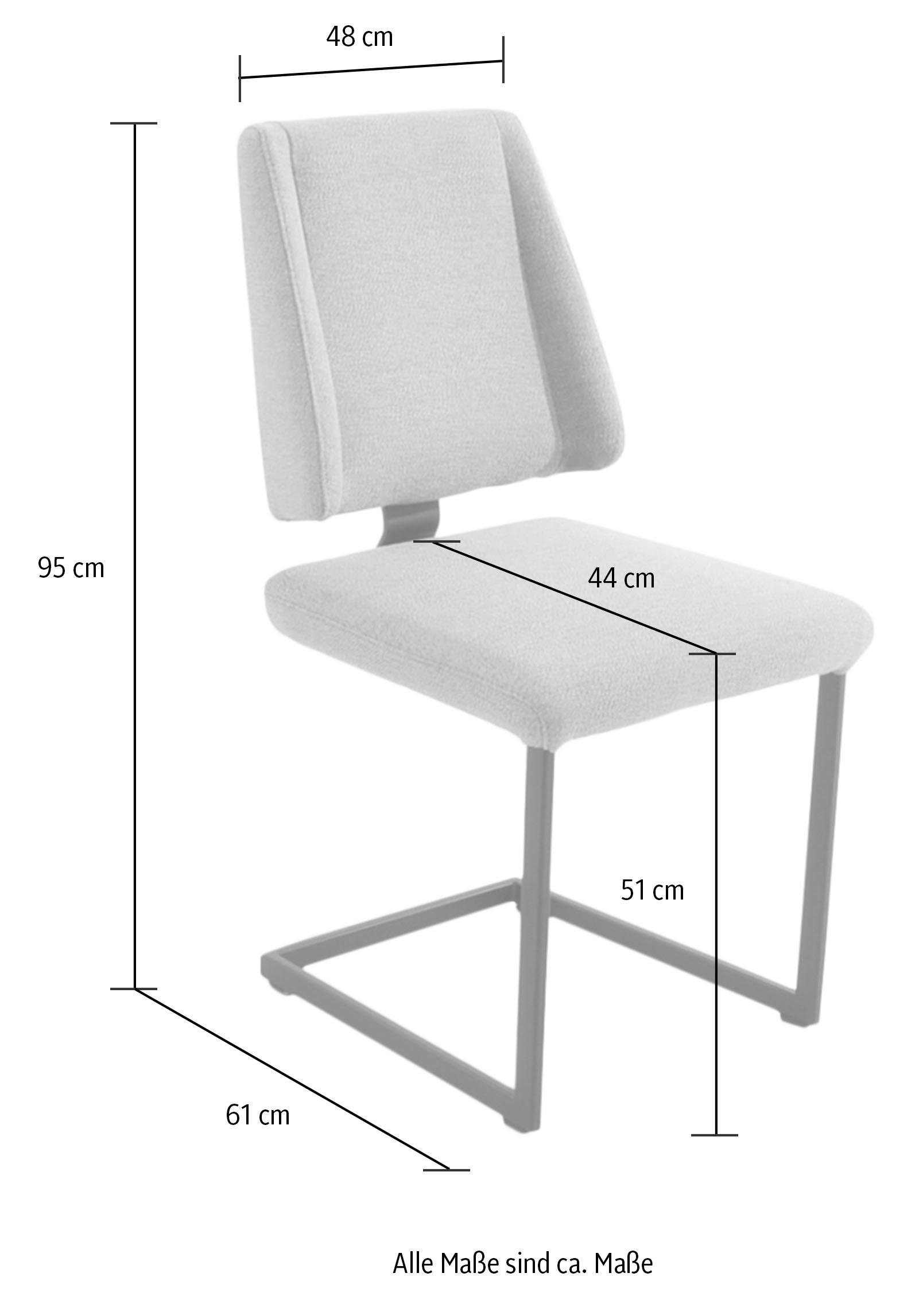 K+W Komfort & Wohnen Freischwinger »Longbeach«, 1 St., Flachgewebe Q2 2250, mit Gestell und Abstandshalter in Metall schwarz Struktur, Sitzkomfort