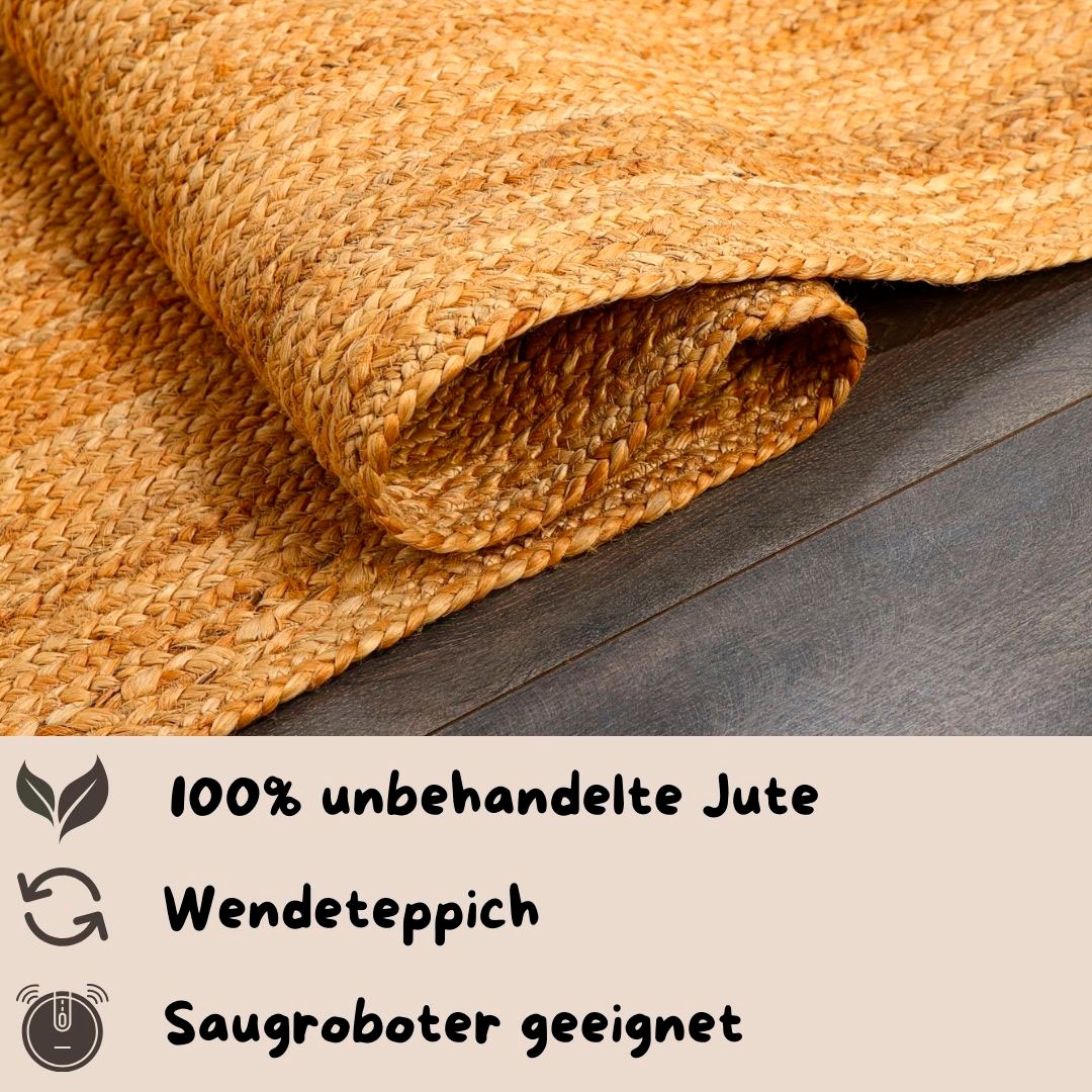 my home Bettumrandung »Bjarka«, (3 tlg.), meliert, 100% Jute, handgewebt, auch als Läufer & in rund erhältlich