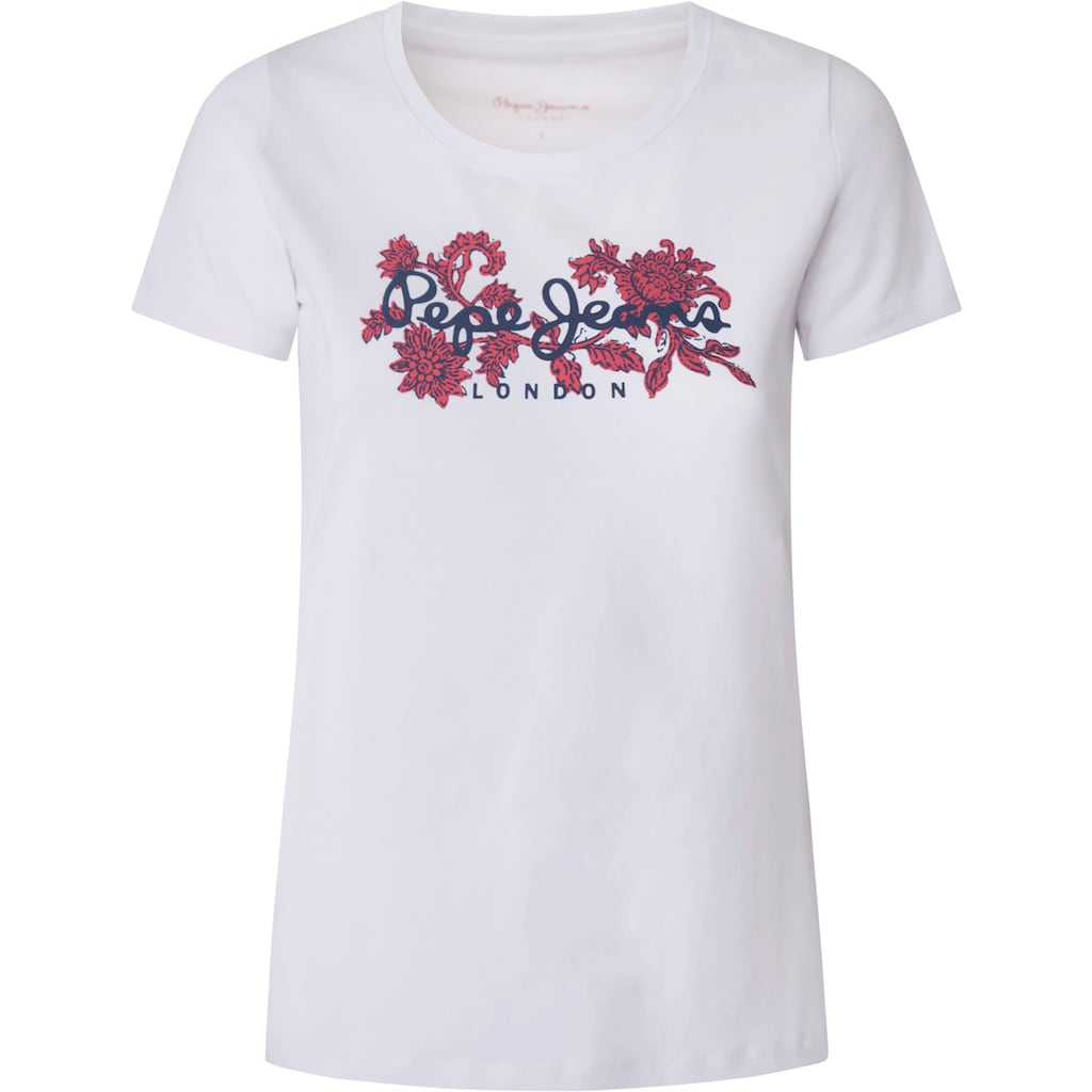 Pepe Jeans Rundhalsshirt »NEREA« mit floralem Logo-Print und Stretch