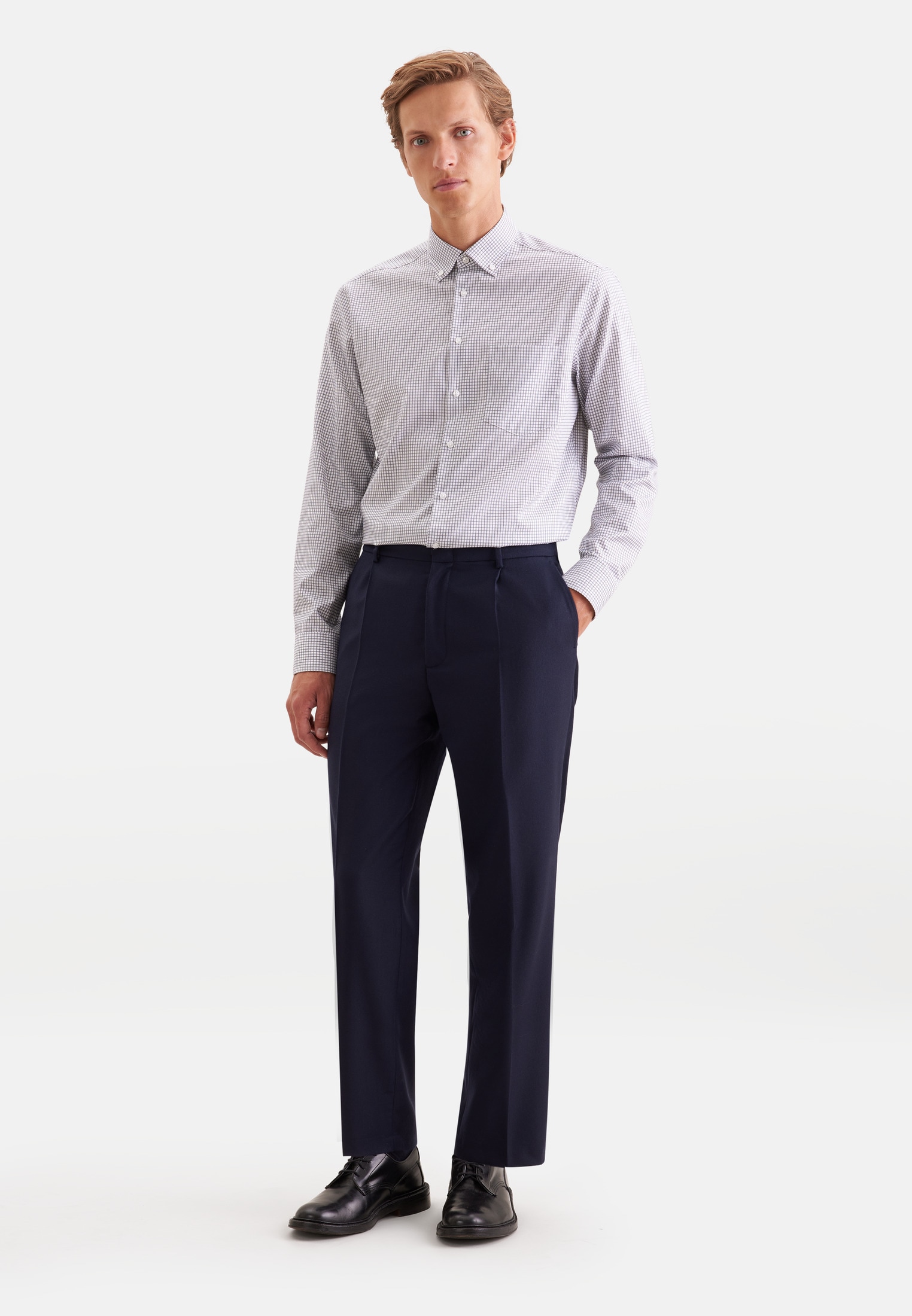 seidensticker Businesshemd »Schwarze Rose« Regular 1/1 Button-Down-Kragen Karo