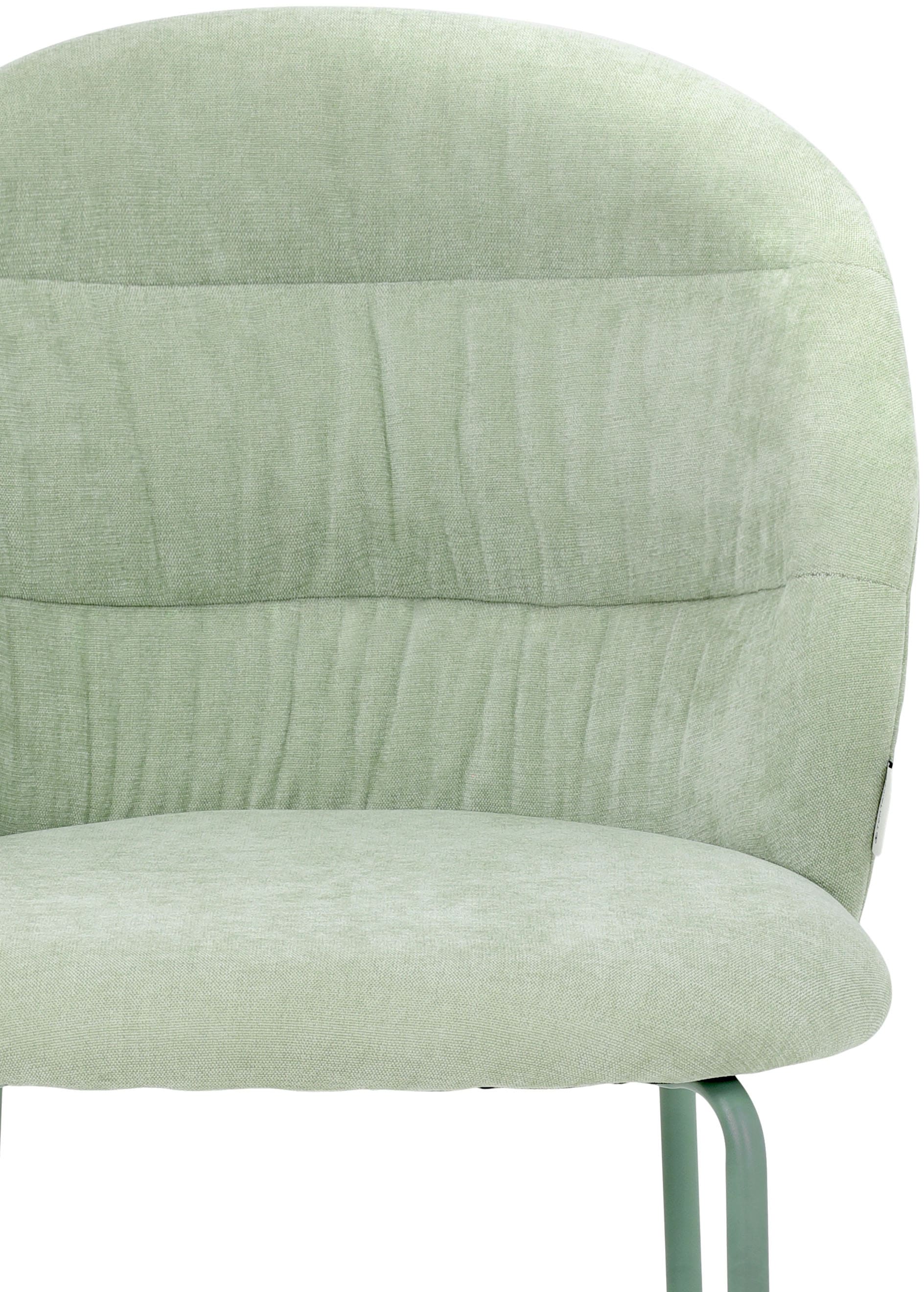 TOM TAILOR HOME 4-Fußstuhl »LEAF CHAIR«, (Set), 2 St., Chenille, 4-Fußgestell, Raffung in der Rückenlehne