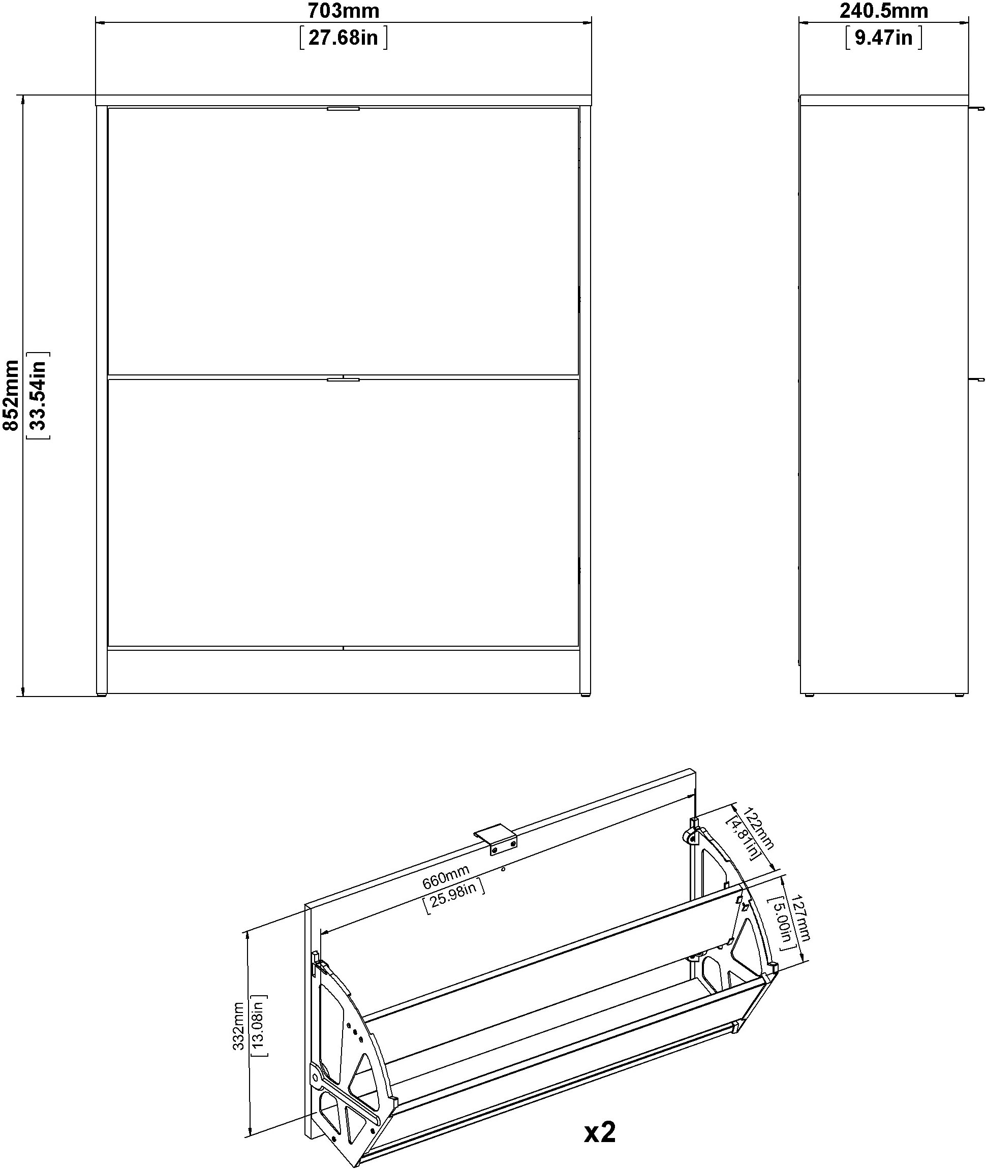 INOSIGN Schuhschrank »Shoes Schuhaufbewahrung, Schuhkommode, Schuhregal,«, mit zwei Klappen, 2 Böden, Höhe 85 cm, ca. 12 Paar Schuhe