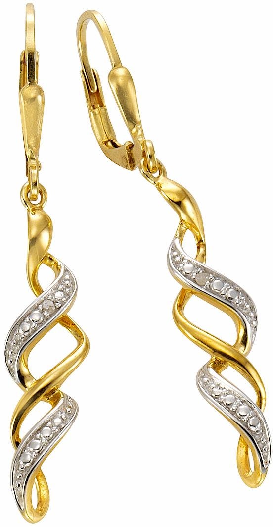 Paar Ohrhänger »Schmuck Geschenk Silber 925 Ohrschmuck Patenrbrisur«, mit Diamant