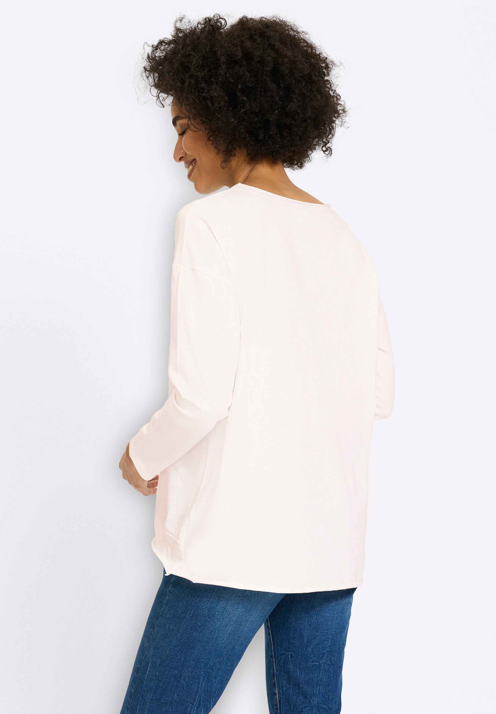 heine T-Shirt »Langarm-Shirt Langarmshirt mit silberfarbenen Details«