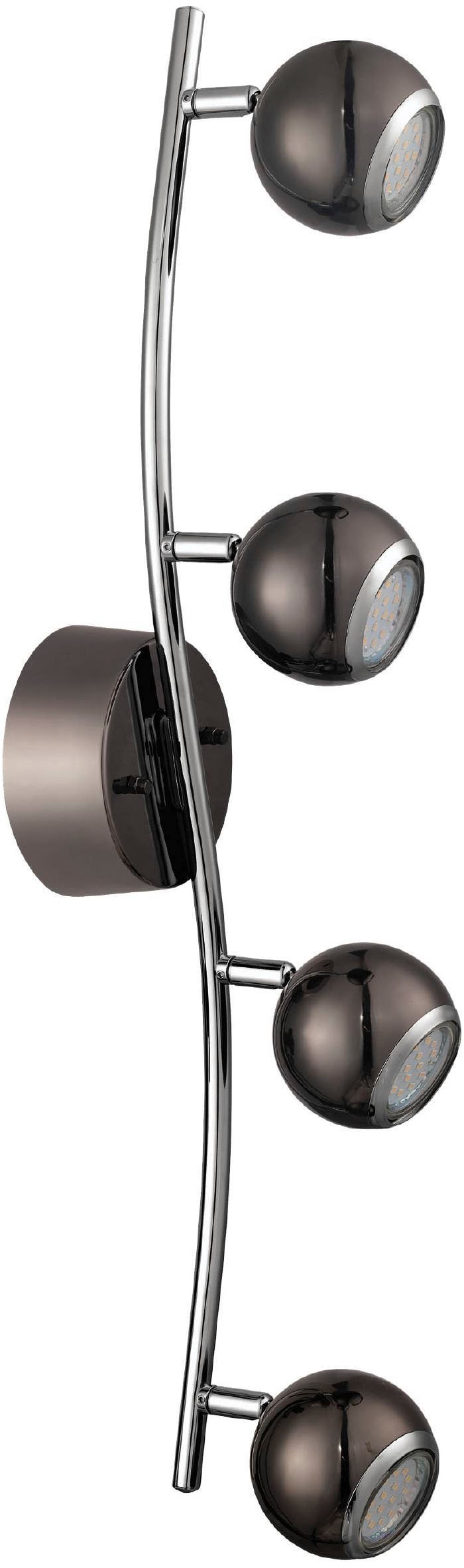 EGLO Deckenleuchte »Bimeda Deckenlampe, Flurlampe, Deckenstrahler aus Metall, GU10, Lampe« GU10 1 Stk. Warmweiß Spot - L64 x B10 cm - nickel-nero, chrom - 4X2,8W inkl.