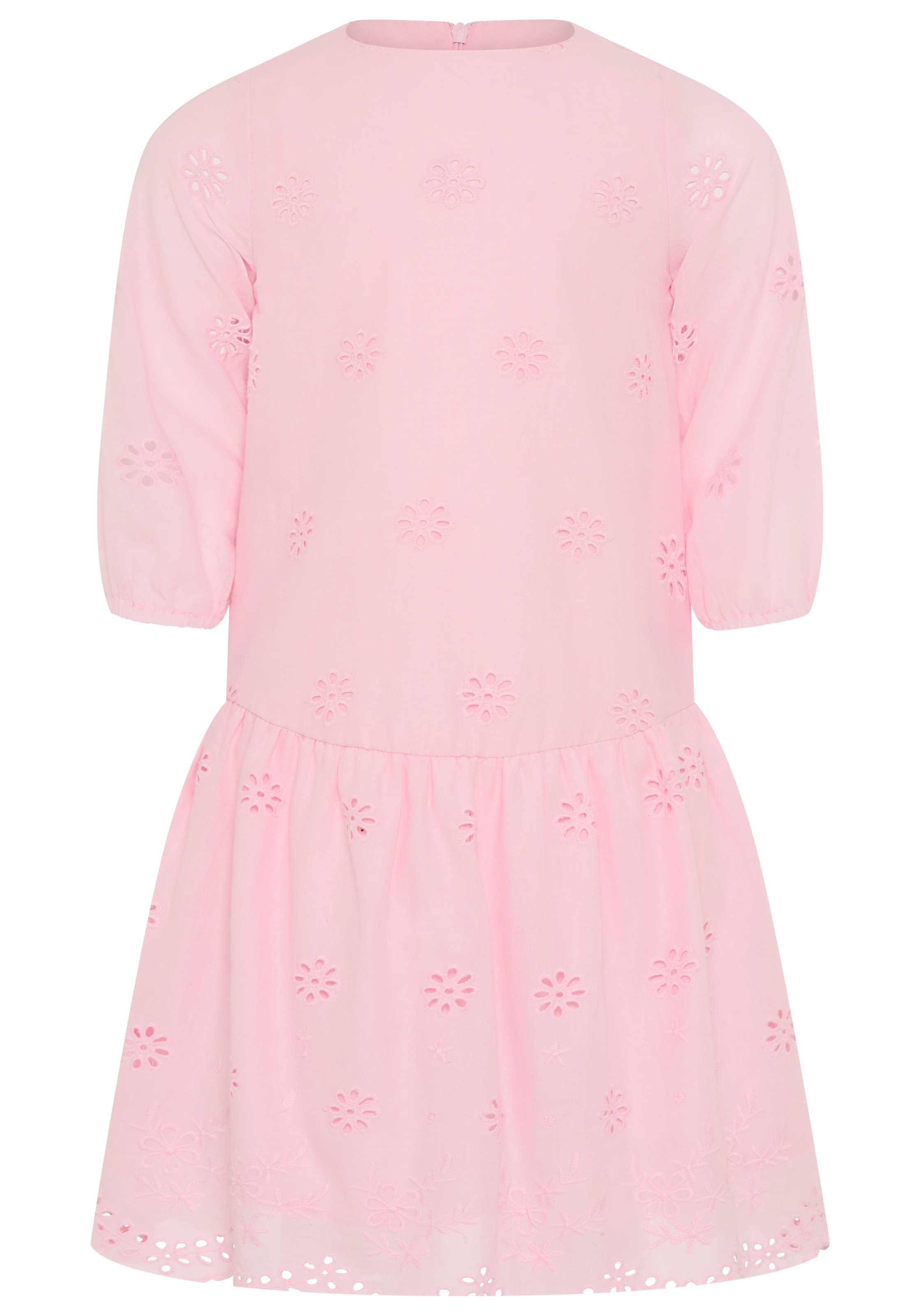 KIDSWORLD Spitzenkleid »Kleid mit Lochstickerei für Mädchen« aus Popeline und Web-Material, mit ausgestellter Passform