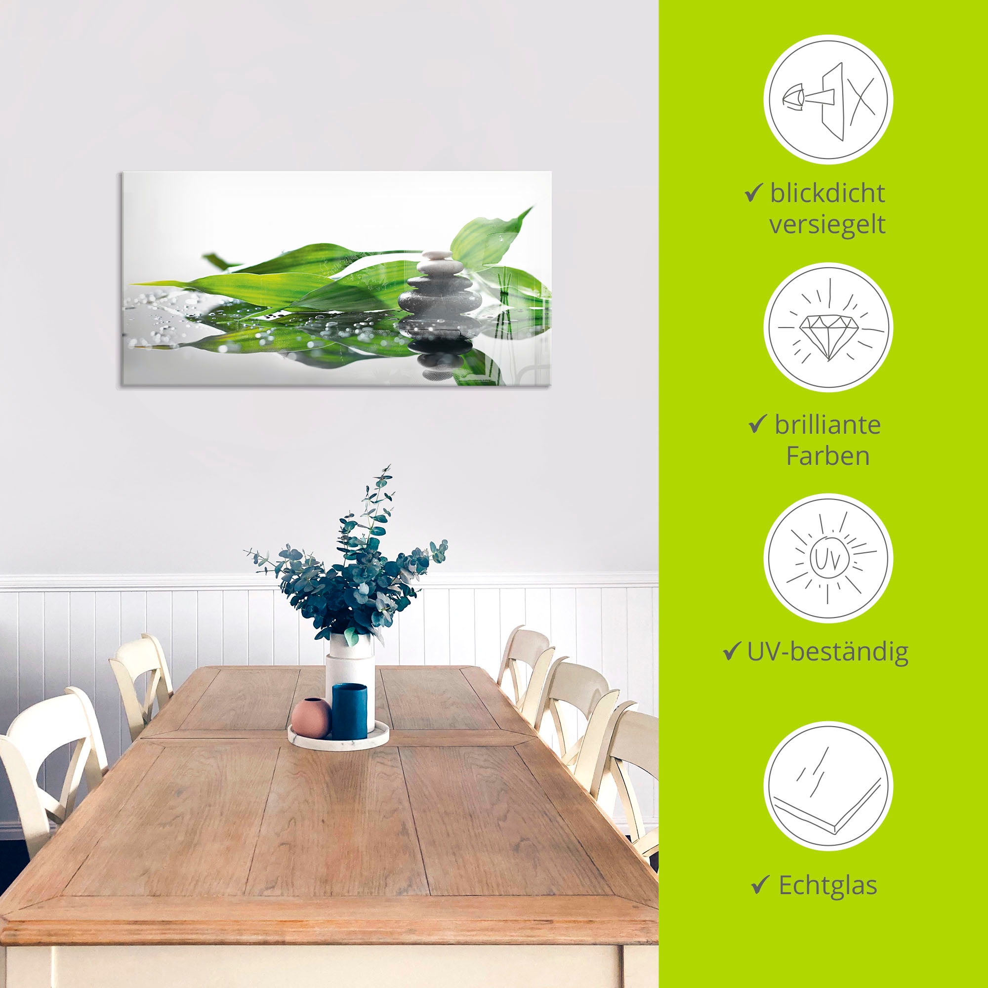 Artland Glasbild »Spa mit Steinen und Bambus«, Zen, (1 St.), in verschiedenen Größen