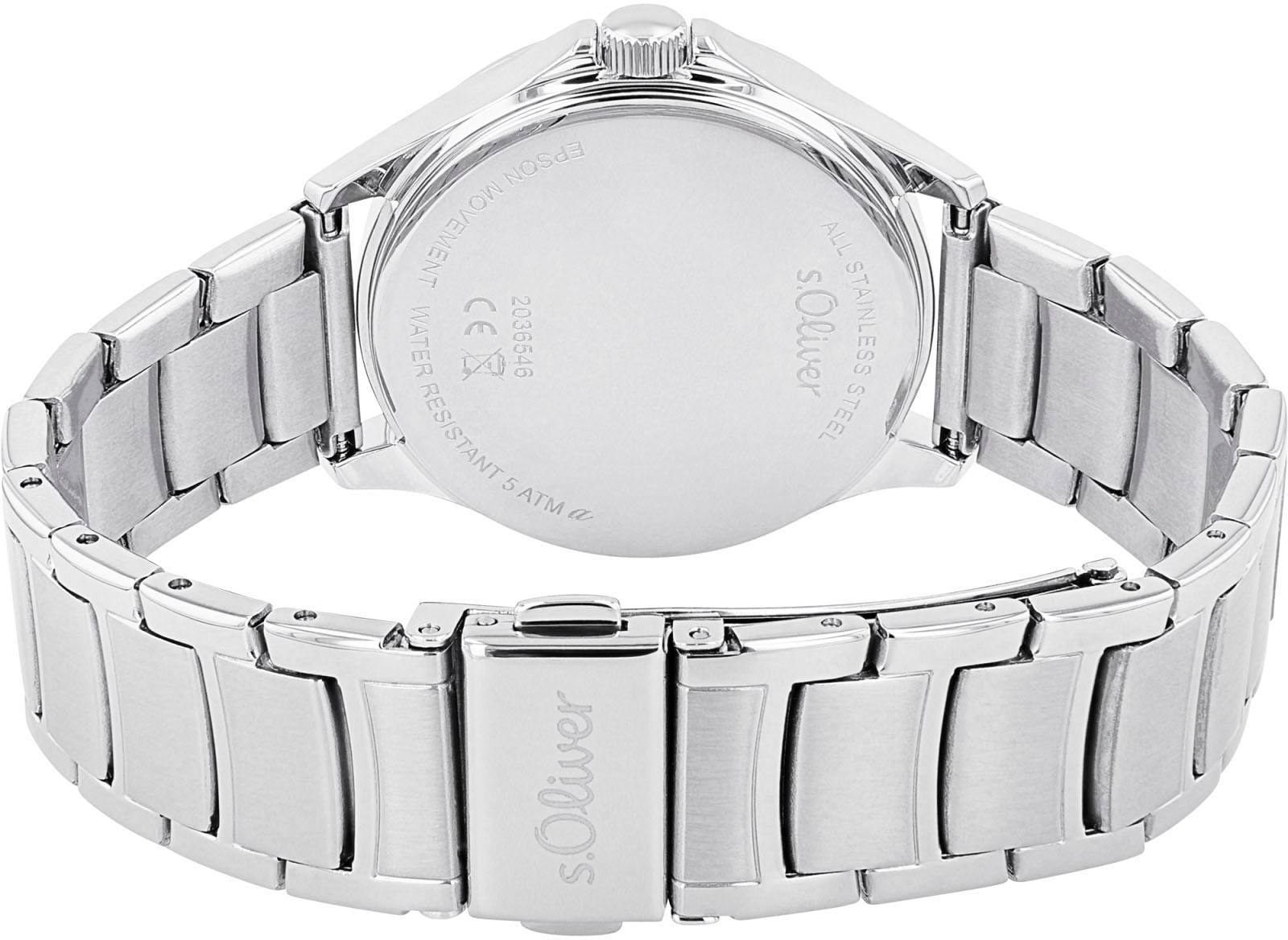 s.Oliver Quarzuhr, Armbanduhr, Damenuhr, Edelstahlarmband, analog
